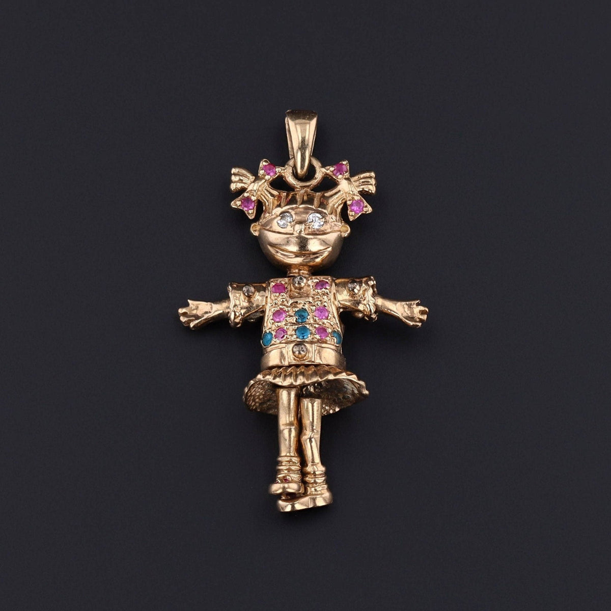 Vintage Girl Pendant | 9ct Gold Doll Pendant - Trademark Antiques