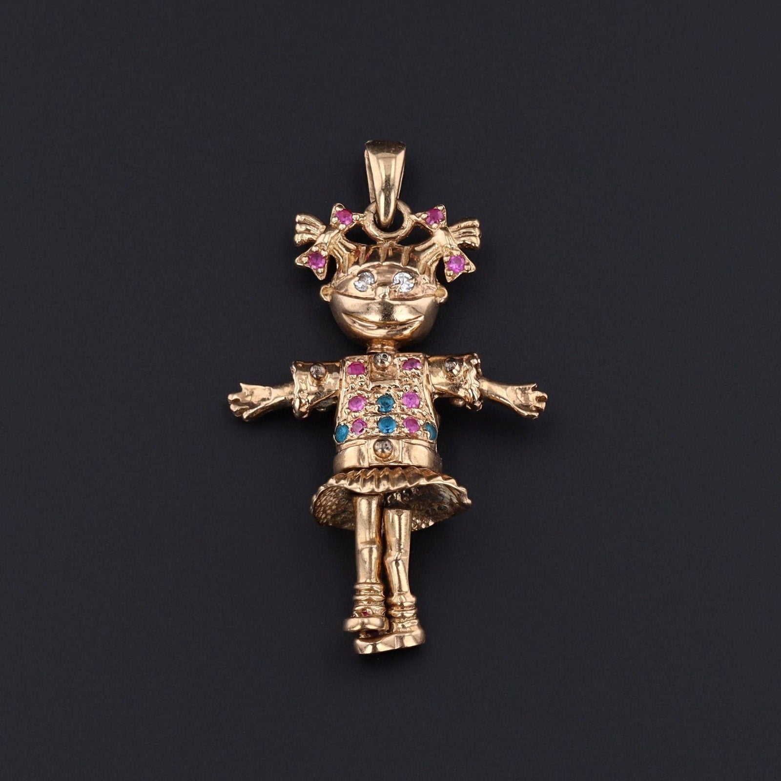 Vintage Girl Pendant | 9ct Gold Doll Pendant - Trademark Antiques