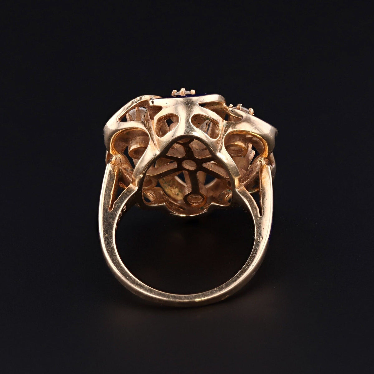 Vintage Gold, Enamel &amp; Diamond Ring | Vintage Enamel Ring - Trademark Antiques