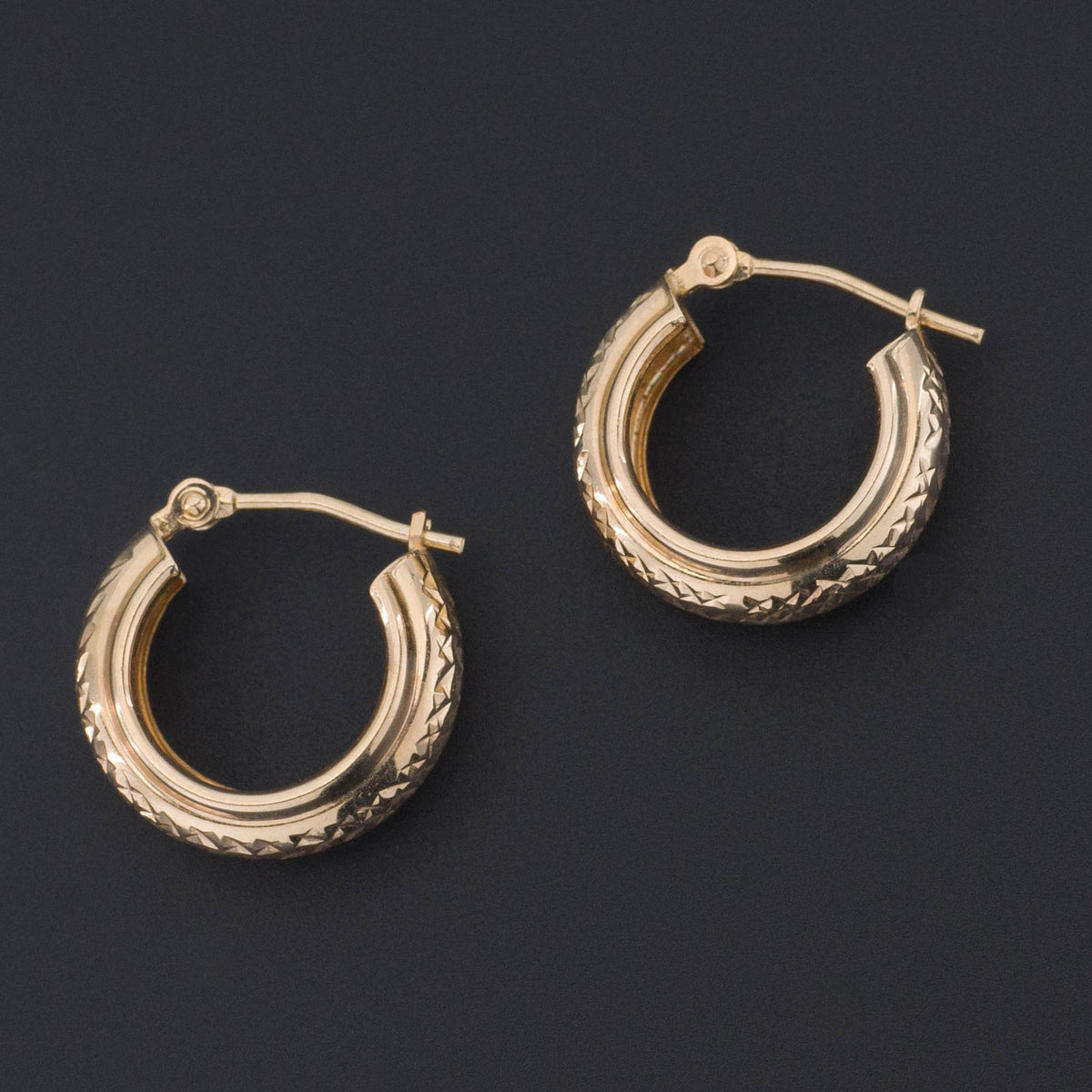 Vintage Gold Hoop Earrings | 14k Gold Hoop Earrings - Trademark Antiques