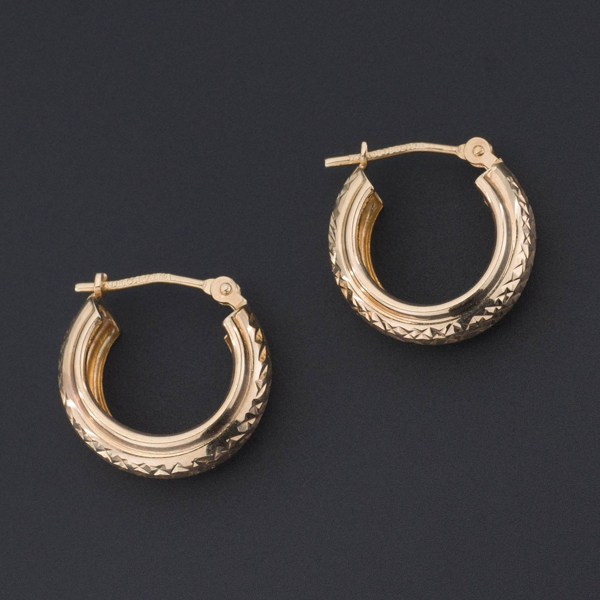 Vintage Gold Hoop Earrings | 14k Gold Hoop Earrings - Trademark Antiques