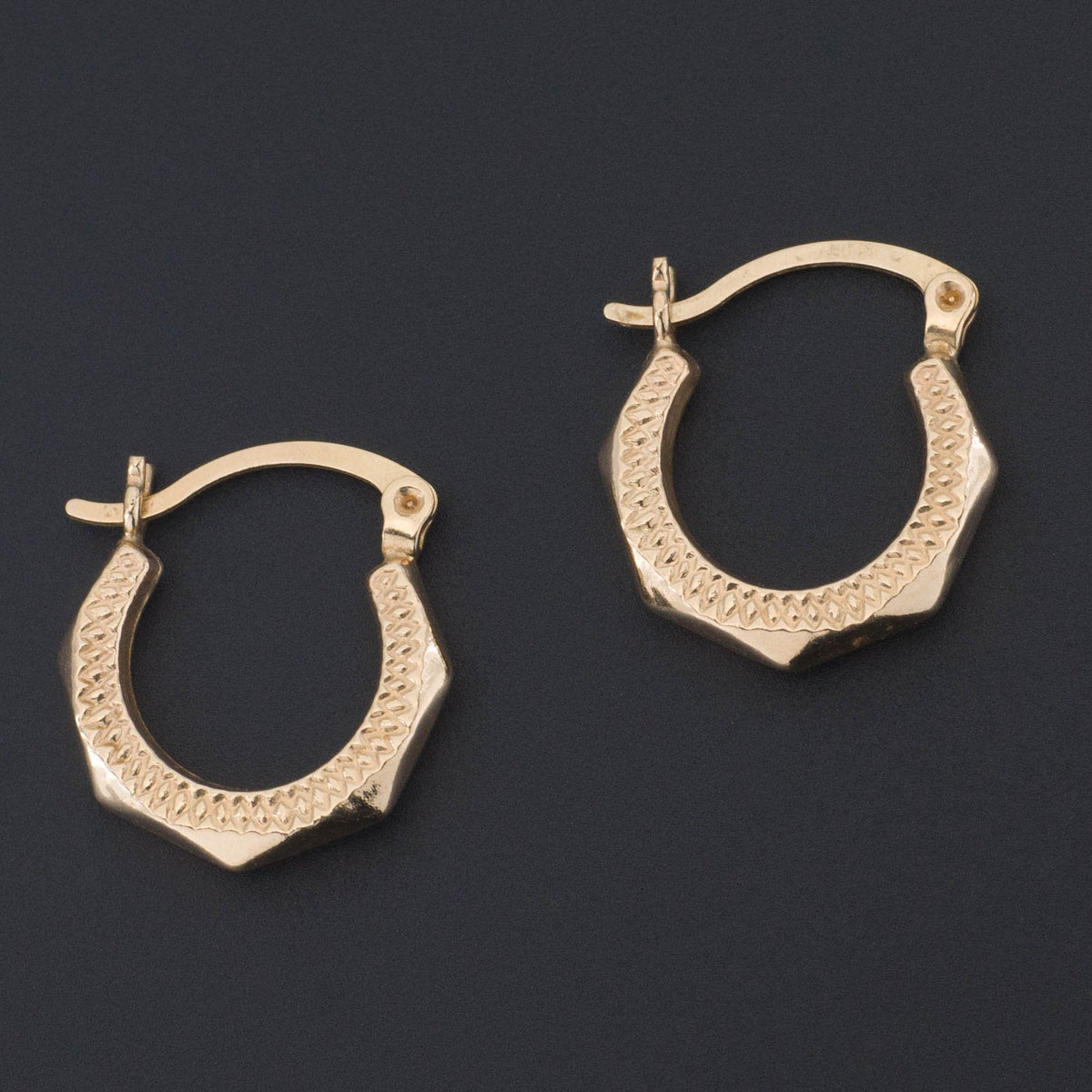 Vintage Gold Hoop Earrings | 14k Gold Hoop Earrings - Trademark Antiques