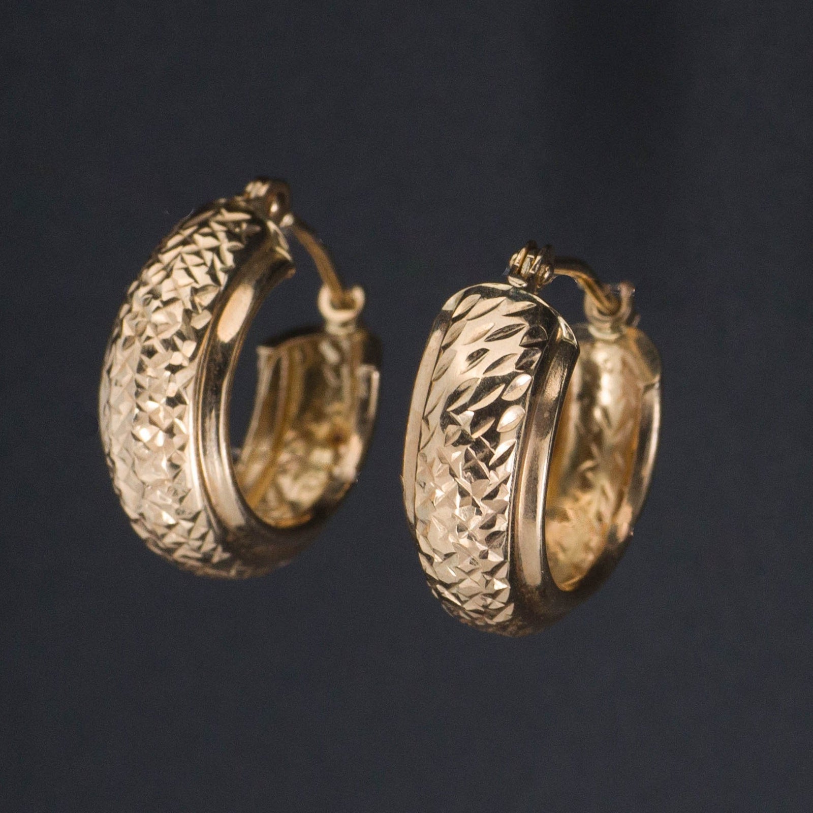 Vintage Gold Hoop Earrings | 14k Gold Hoop Earrings - Trademark Antiques