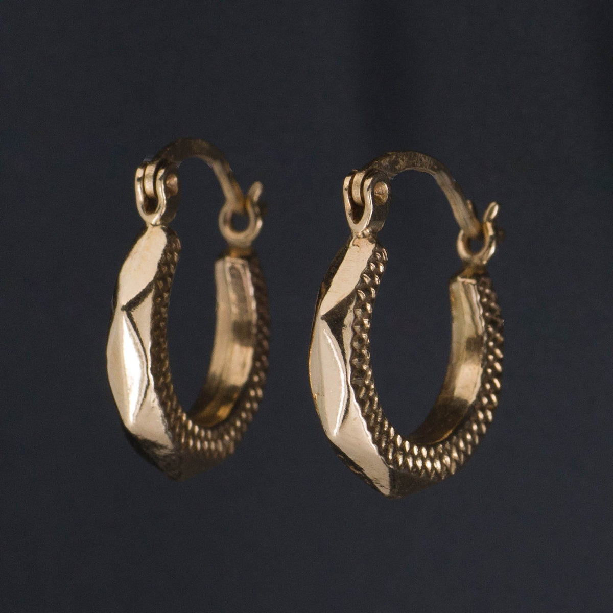 Vintage Gold Hoop Earrings | 14k Gold Hoop Earrings - Trademark Antiques