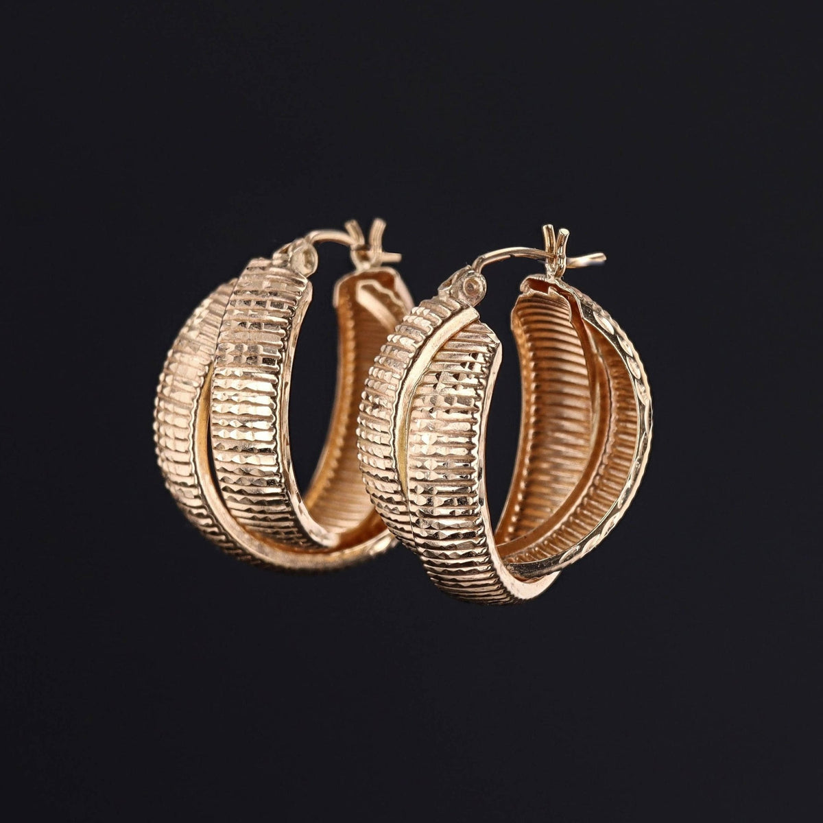 Vintage Gold Hoop Earrings of 14k Gold - Trademark Antiques