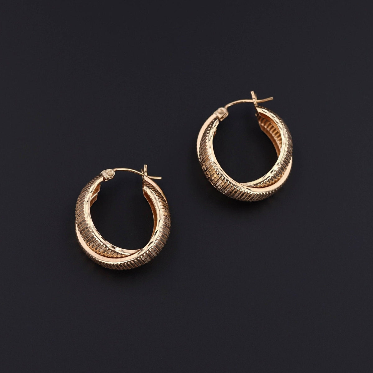 Vintage Gold Hoop Earrings of 14k Gold - Trademark Antiques