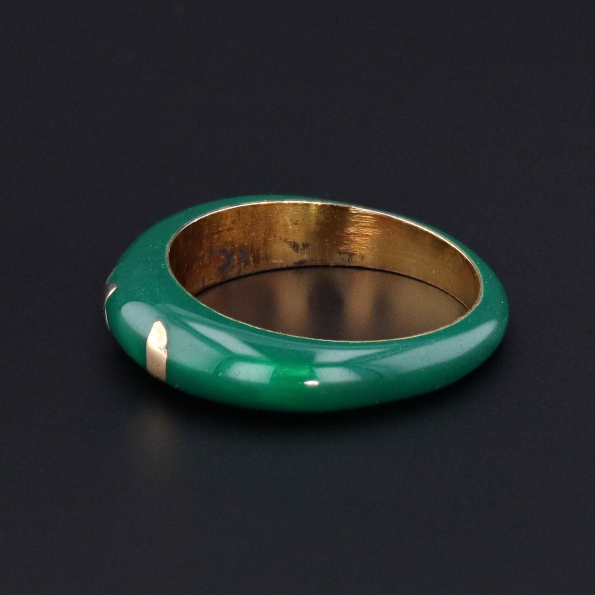 Vintage Green Enamel Band Ring of 14k Gold - Trademark Antiques