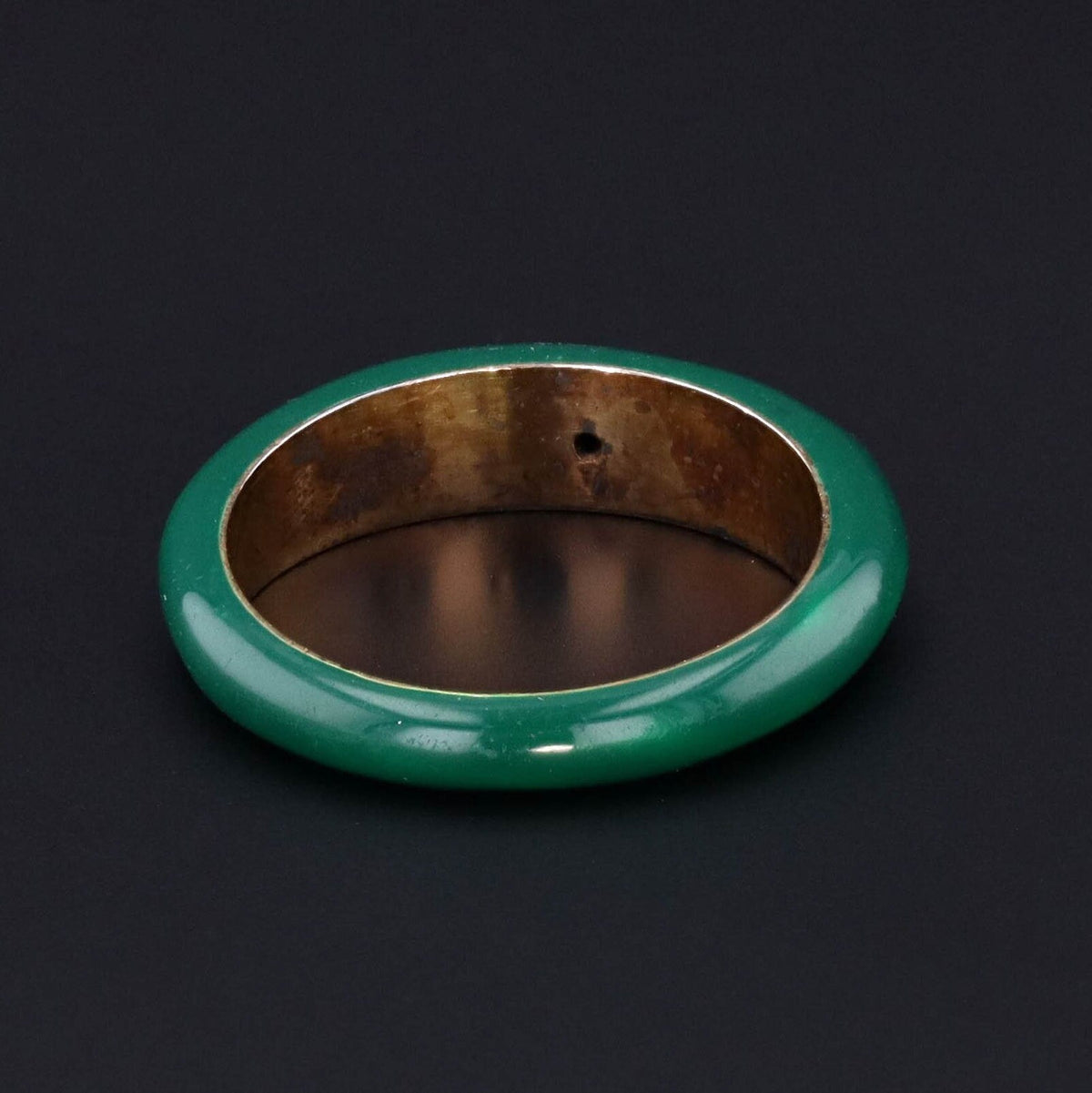 Vintage Green Enamel Band Ring of 14k Gold - Trademark Antiques