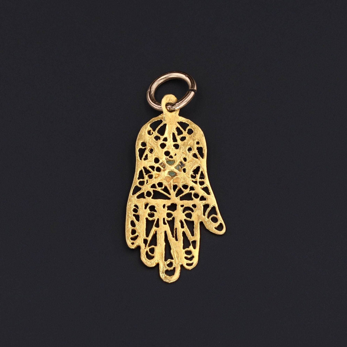 Vintage Hamsa Charm | 14k Gold Charm - Trademark Antiques
