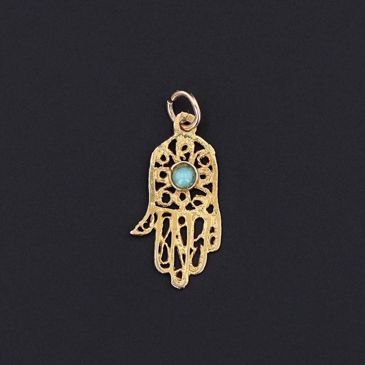 Vintage Hamsa Charm | 18k Gold Charm - Trademark Antiques
