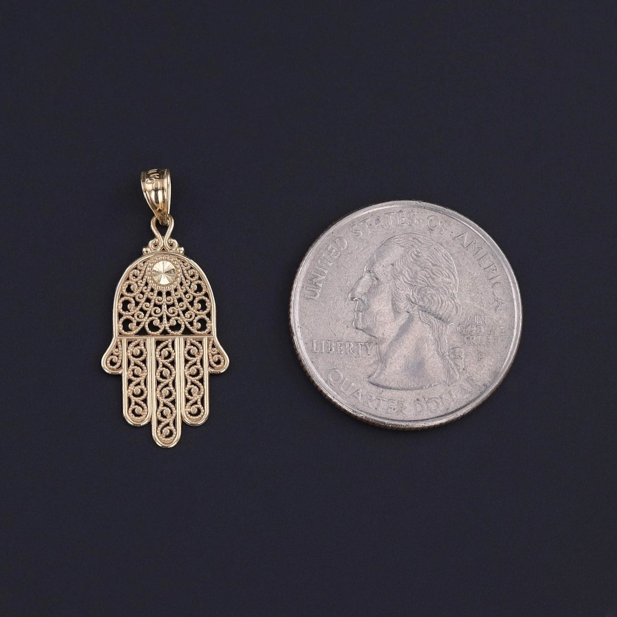 Vintage Hamsa Charm of 10k Gold - Trademark Antiques
