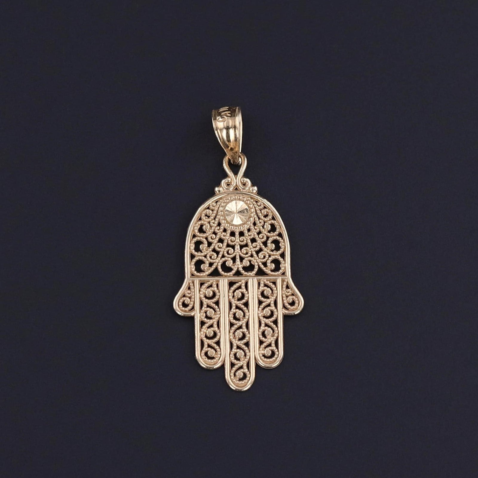 Vintage Hamsa Charm of 10k Gold - Trademark Antiques