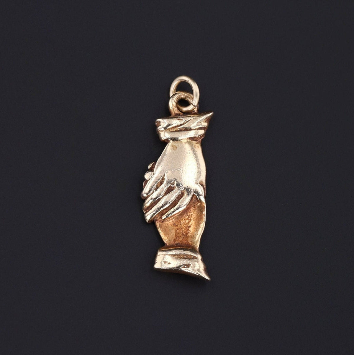 Vintage Handshake Charm of 14k Gold - Trademark Antiques
