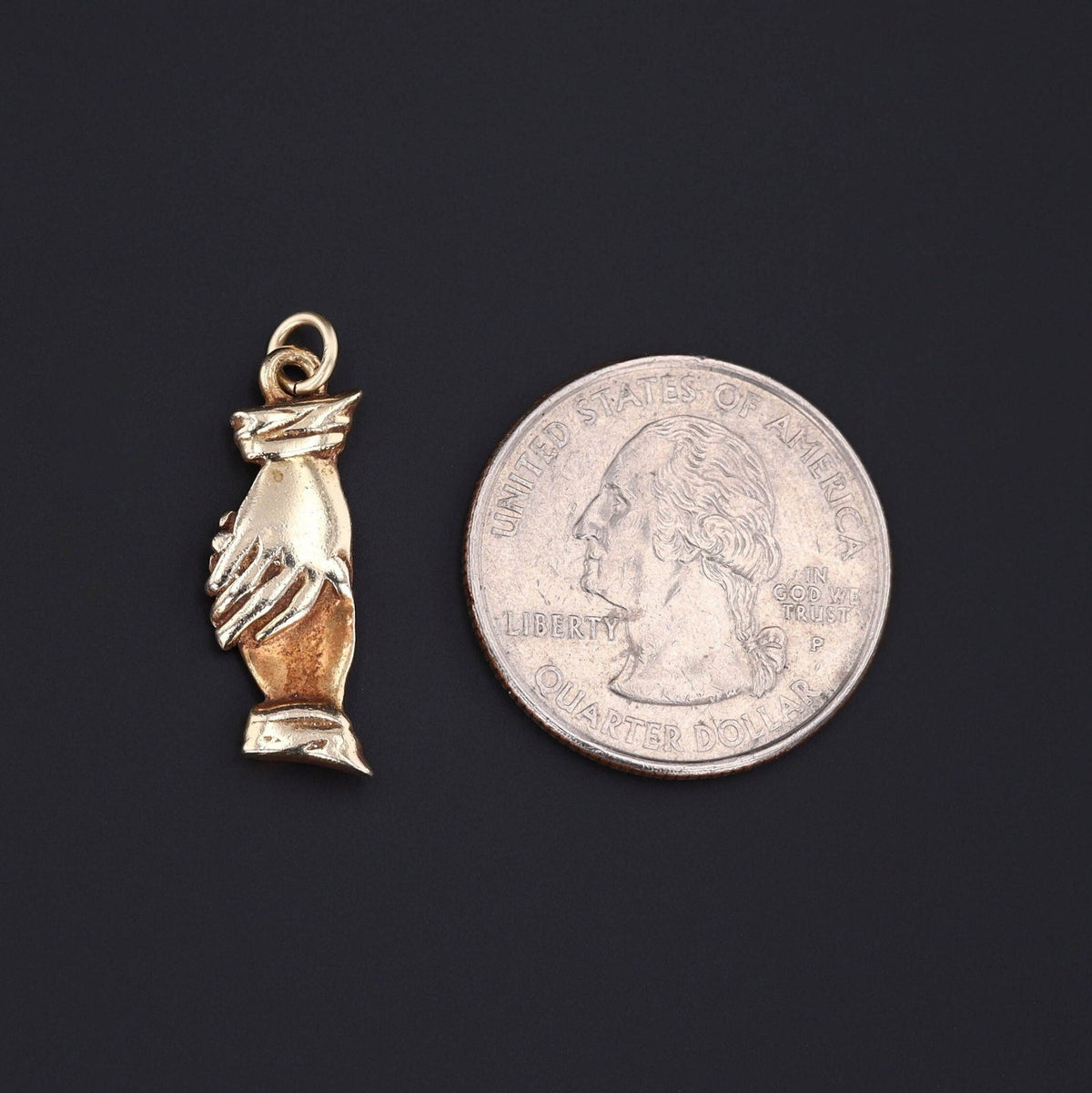 Vintage Handshake Charm of 14k Gold - Trademark Antiques