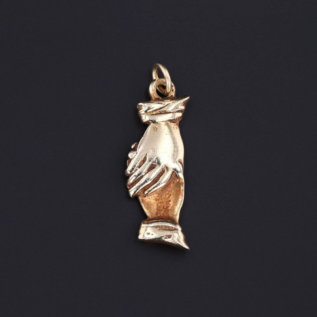 Vintage Handshake Charm of 14k Gold - Trademark Antiques