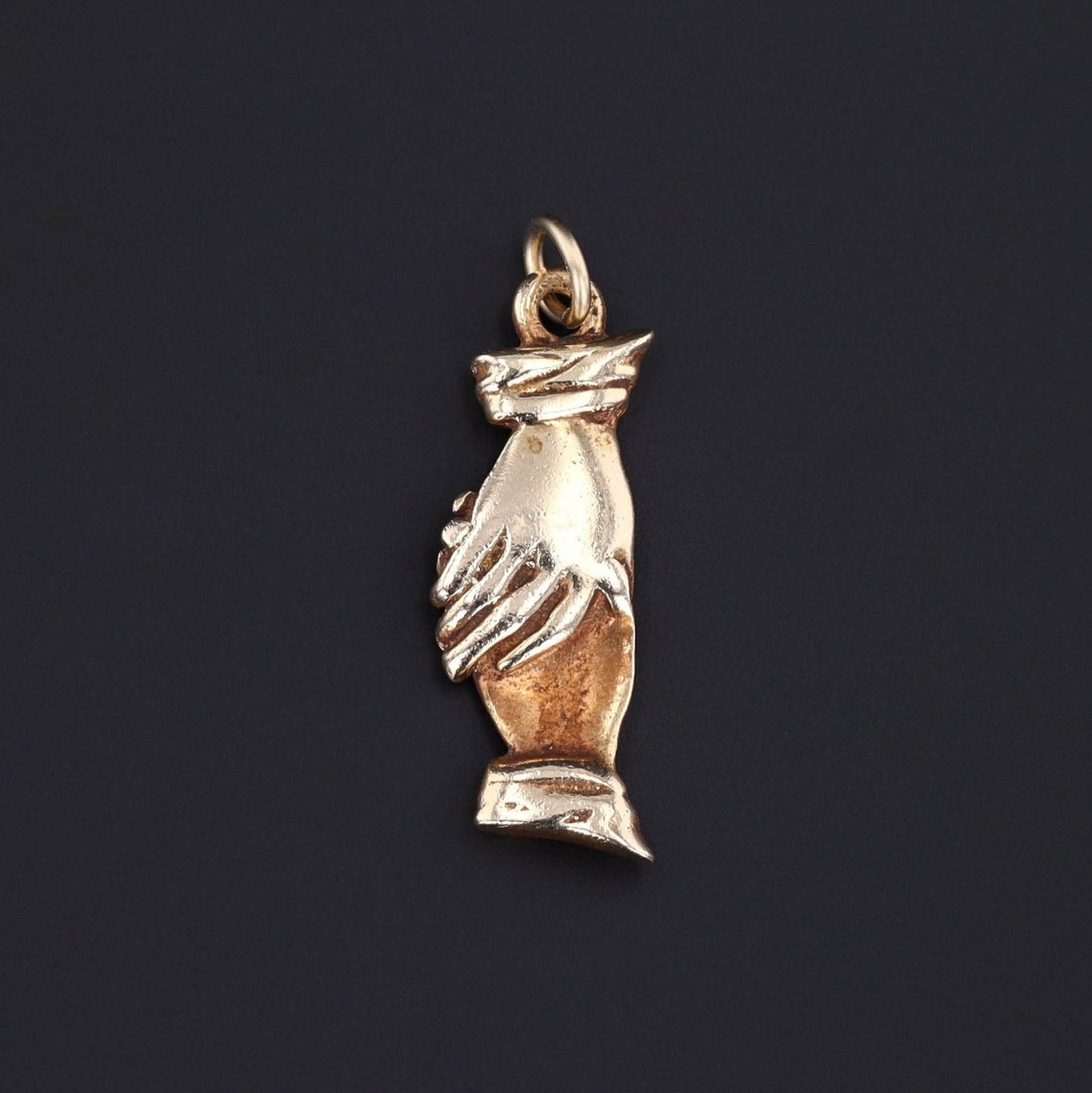 Vintage Handshake Charm of 14k Gold - Trademark Antiques