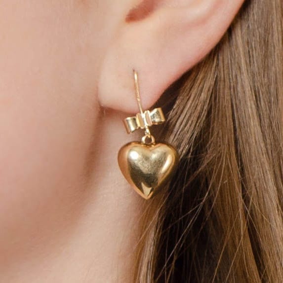 Vintage Heart Earrings | 14k Gold Earrings - Trademark Antiques