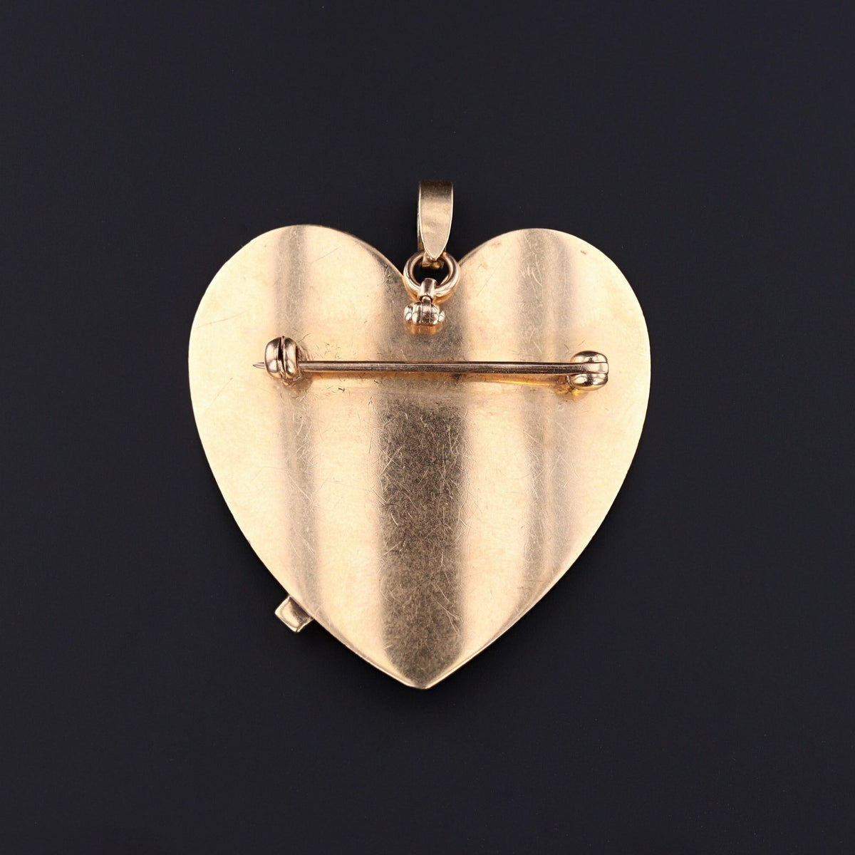 Vintage Heart Pendant | 14k Gold Heart With Ruby and Diamond Arrow - Trademark Antiques