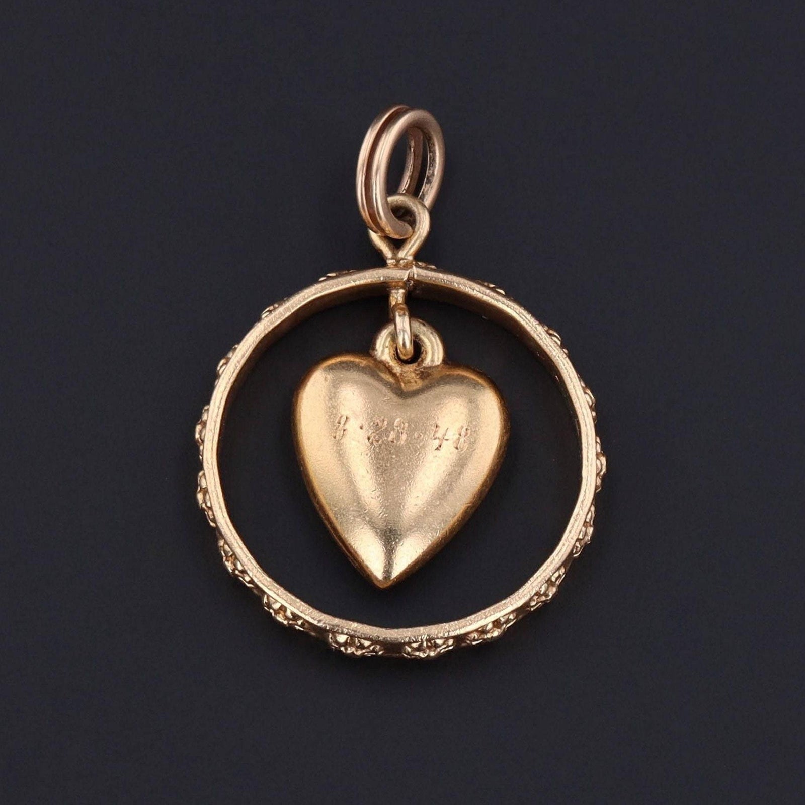 Vintage Heart Pendant | 14k Gold Pendant - Trademark Antiques