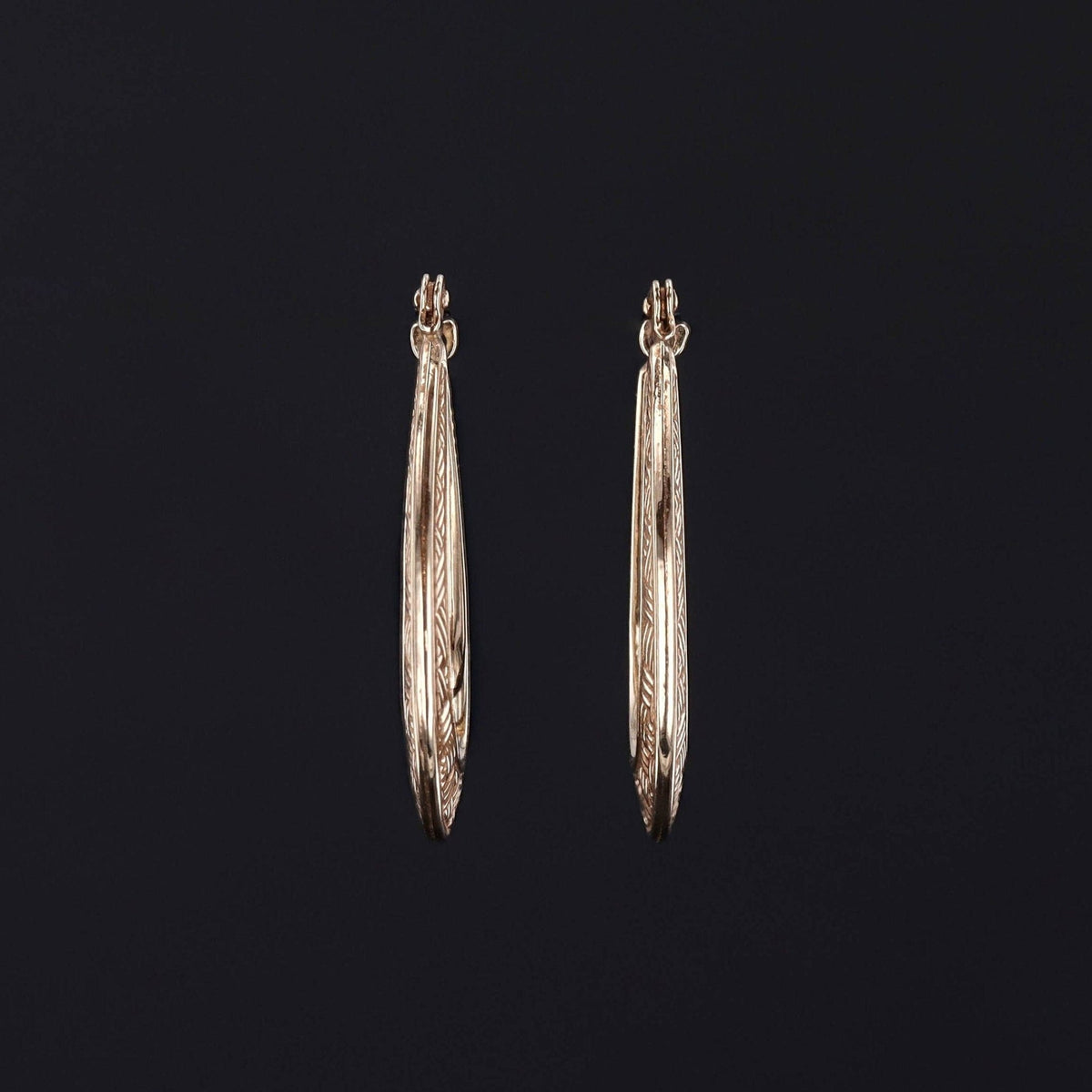 Vintage Hoop Earrings of Textured 10k Gold - Trademark Antiques