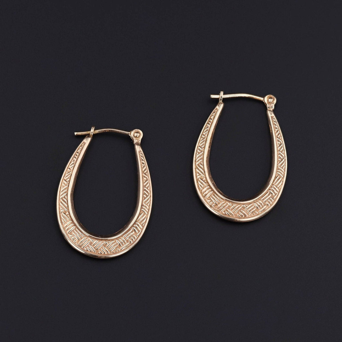 Vintage Hoop Earrings of Textured 10k Gold - Trademark Antiques
