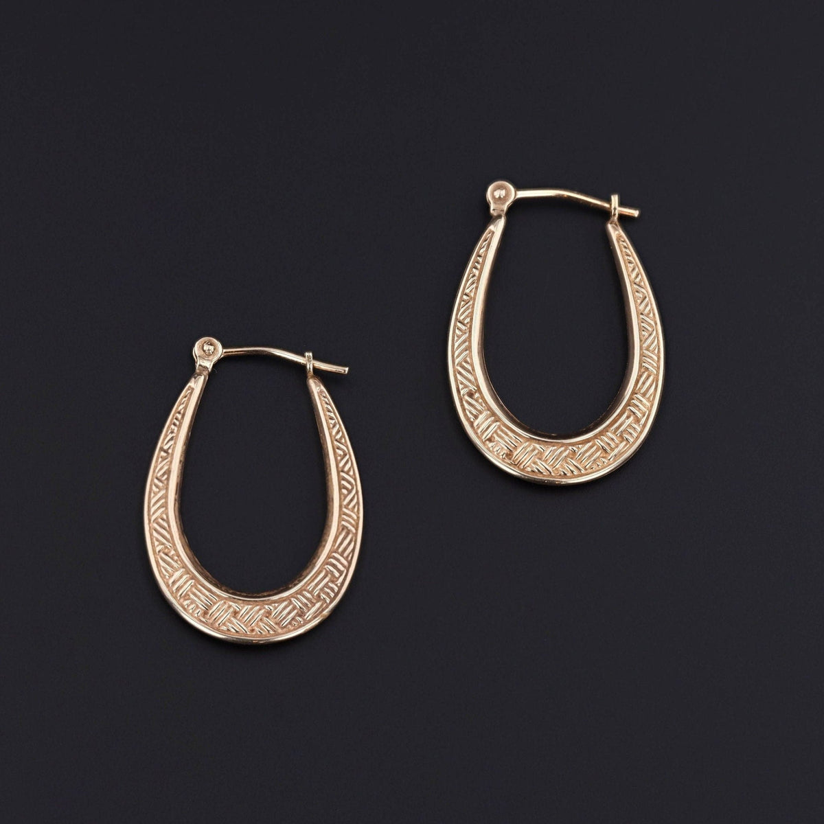 Vintage Hoop Earrings of Textured 10k Gold - Trademark Antiques