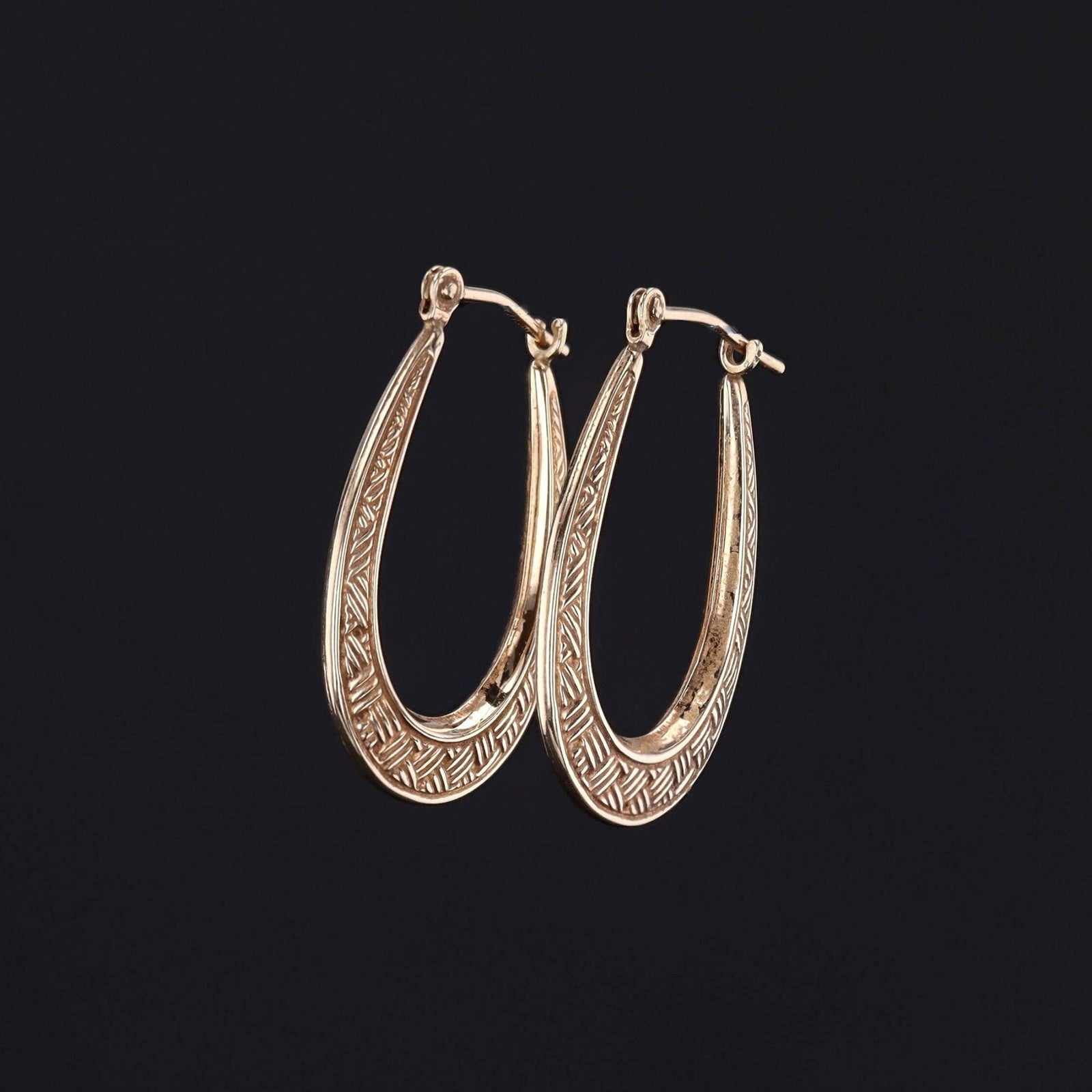 Vintage Hoop Earrings of Textured 10k Gold - Trademark Antiques