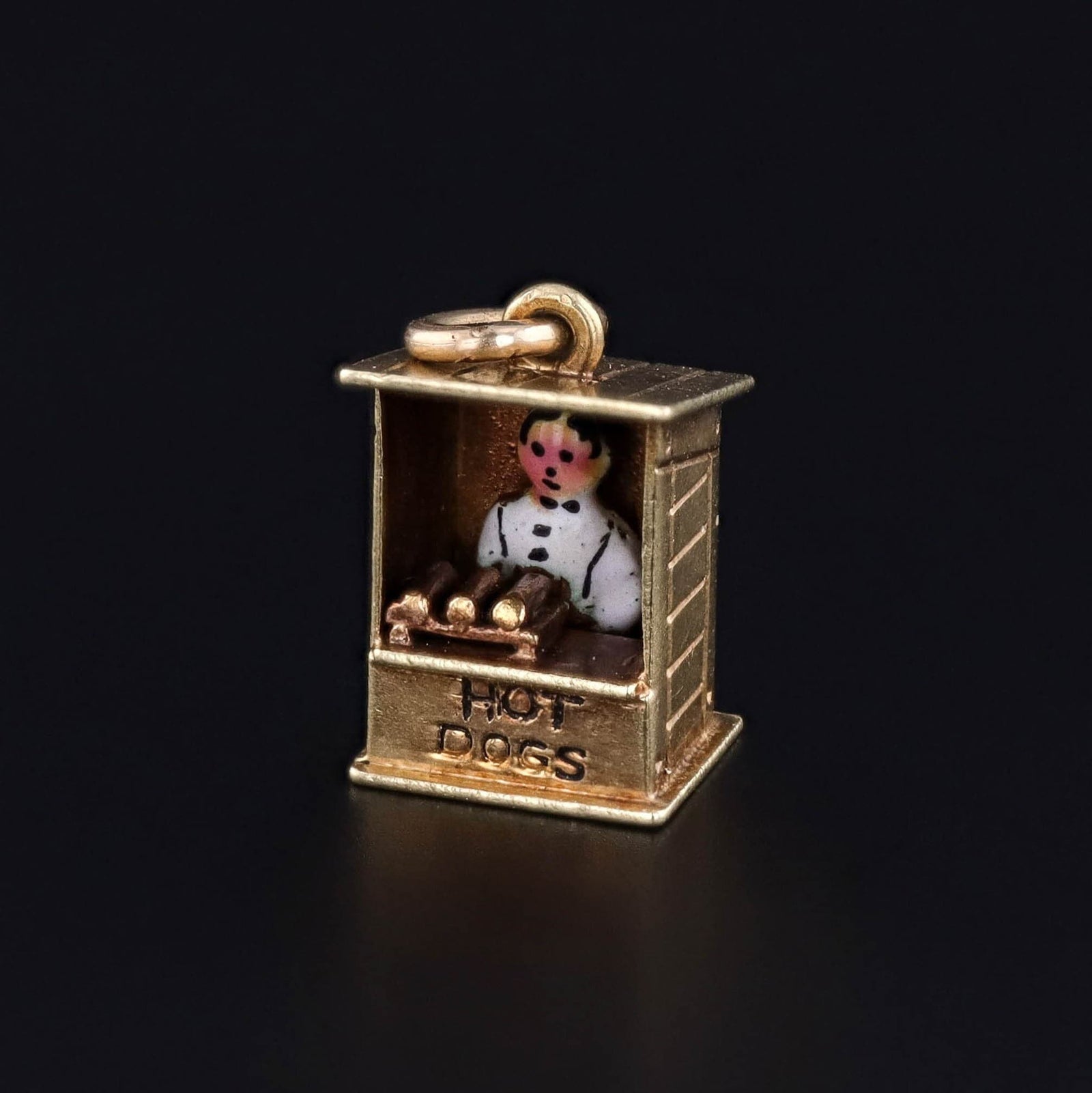 Vintage Hot Dog Stand Charm of 14k Gold - Trademark Antiques