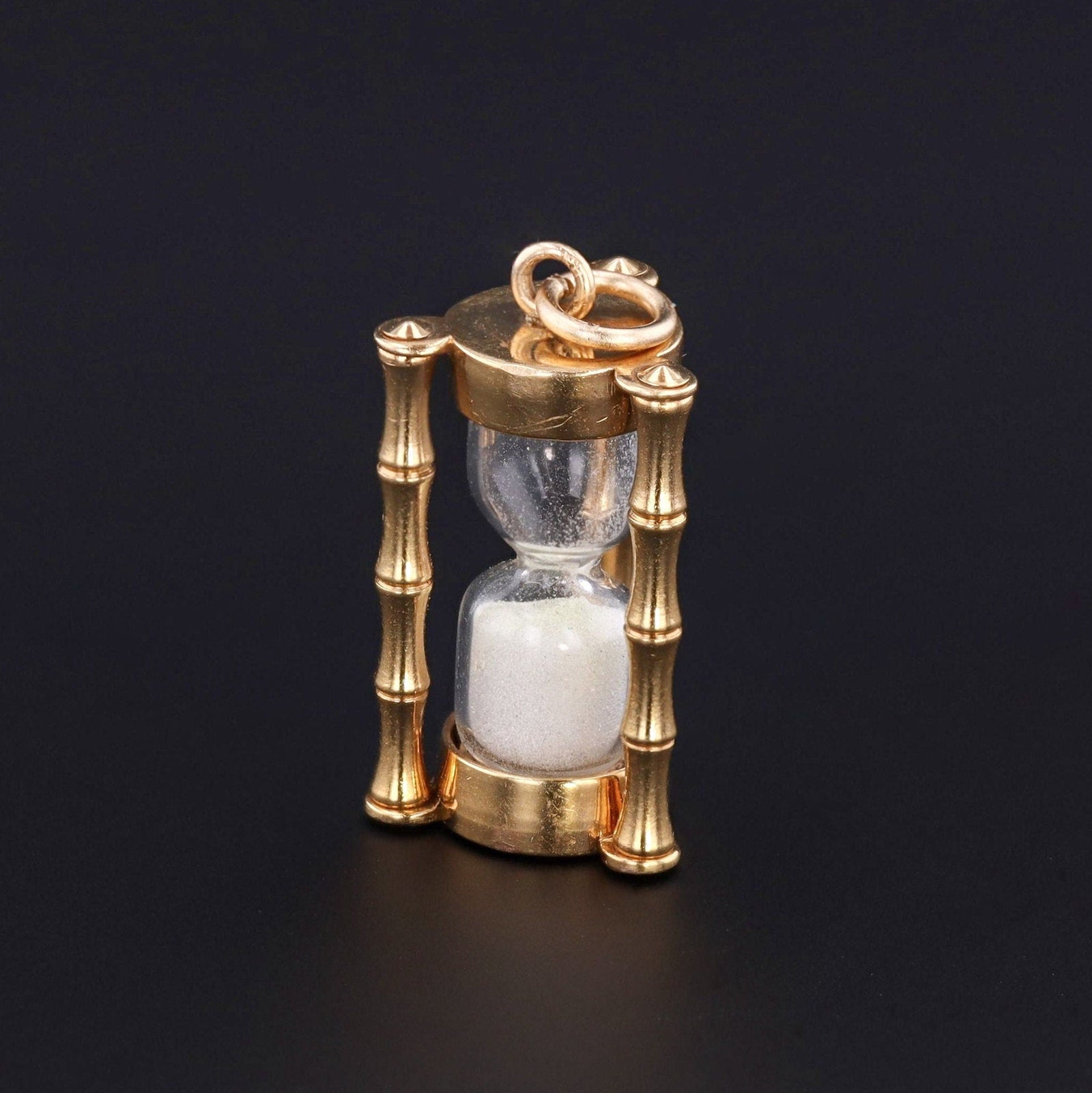Vintage Hourglass Charm | 14k Gold Charm - Trademark Antiques