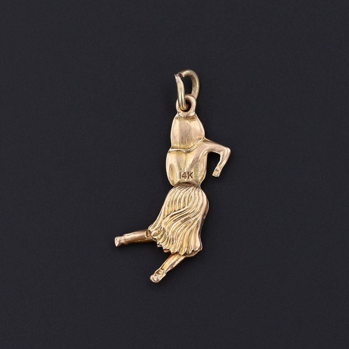 Vintage Hula Dancer Charm | 14k Gold Charm - Trademark Antiques