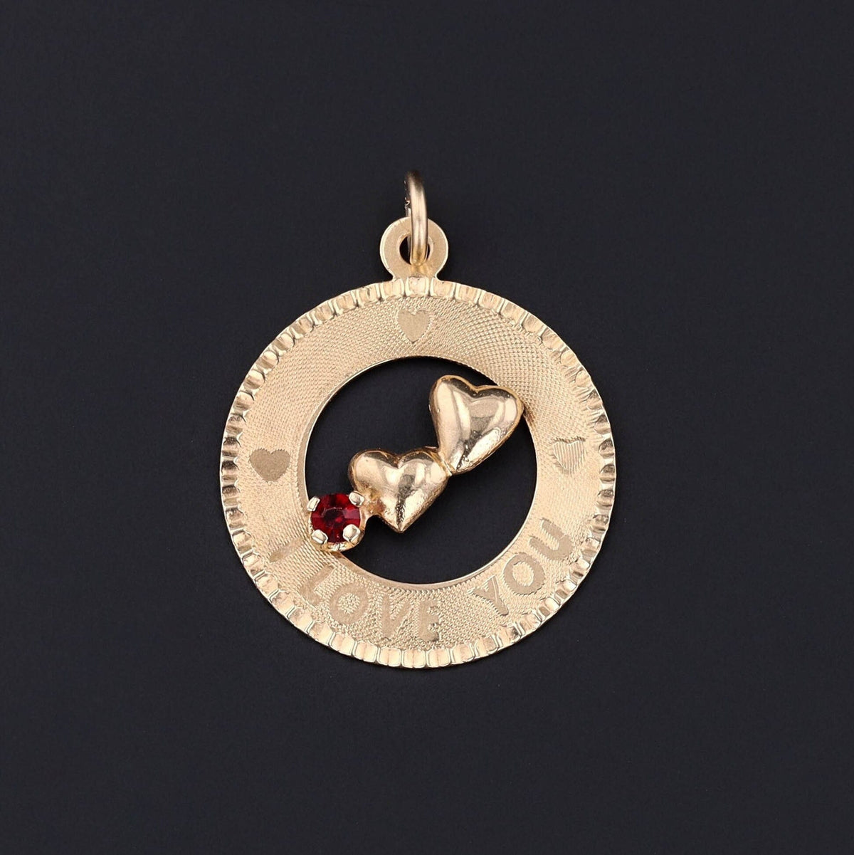 Vintage I Love You Entwined Hearts Pendant of 14k Gold - Trademark Antiques