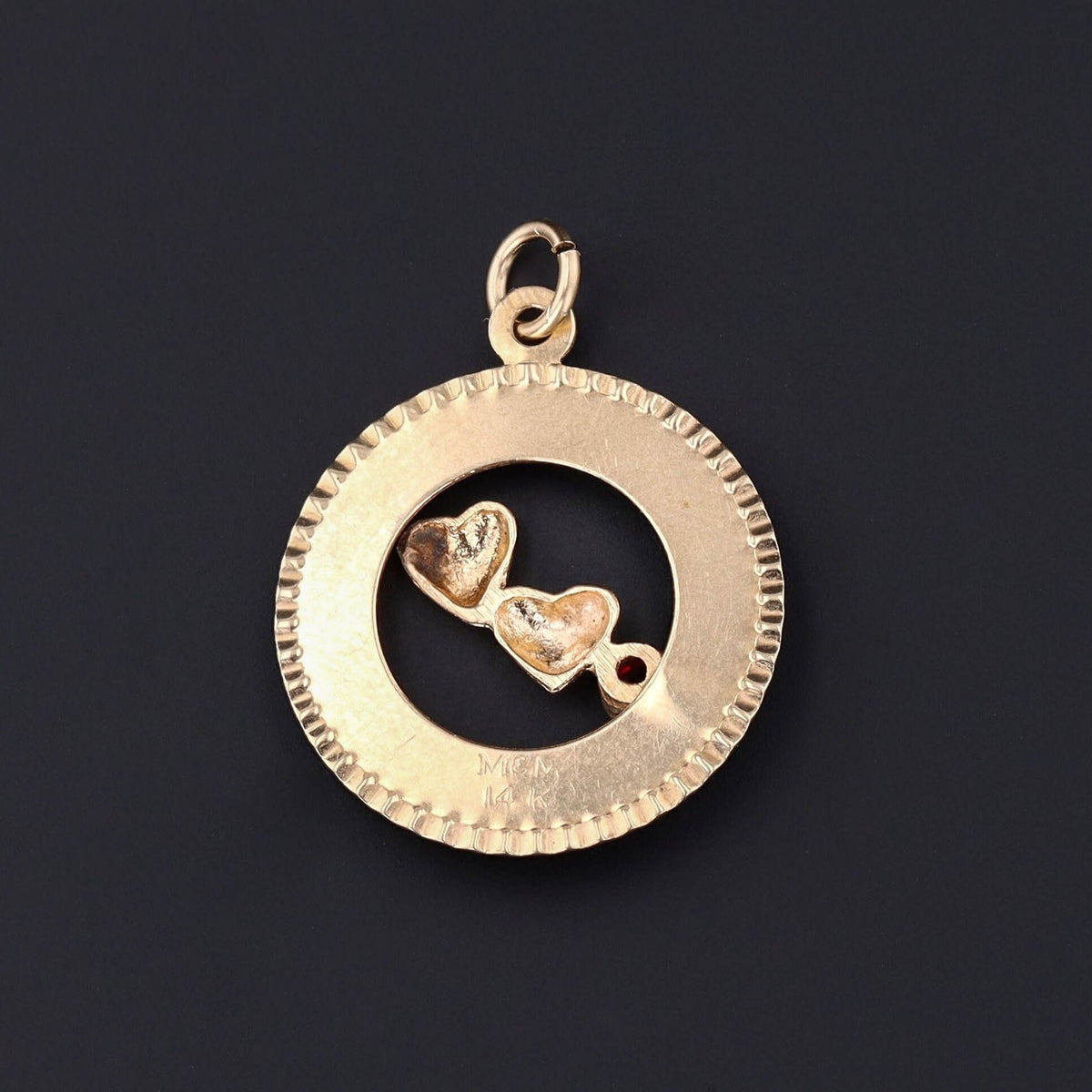 Vintage I Love You Entwined Hearts Pendant of 14k Gold - Trademark Antiques