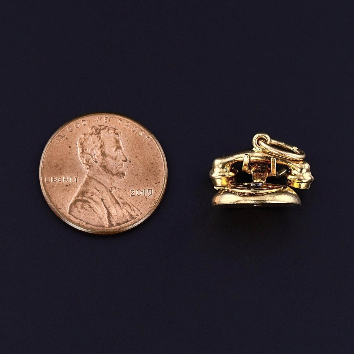 Vintage I LOVE YOU Phone Charm of 14k Gold - Trademark Antiques