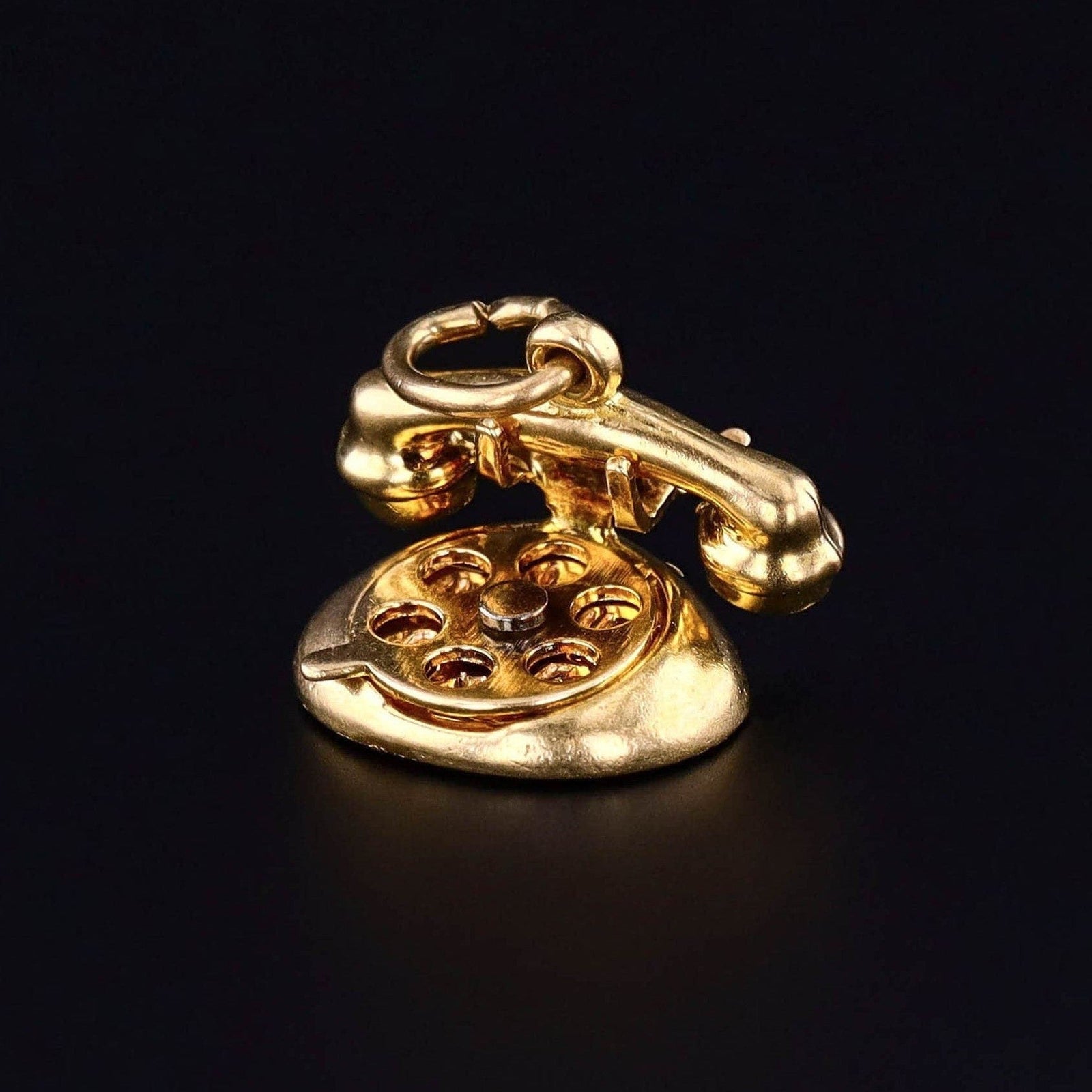 Vintage I LOVE YOU Phone Charm of 14k Gold - Trademark Antiques