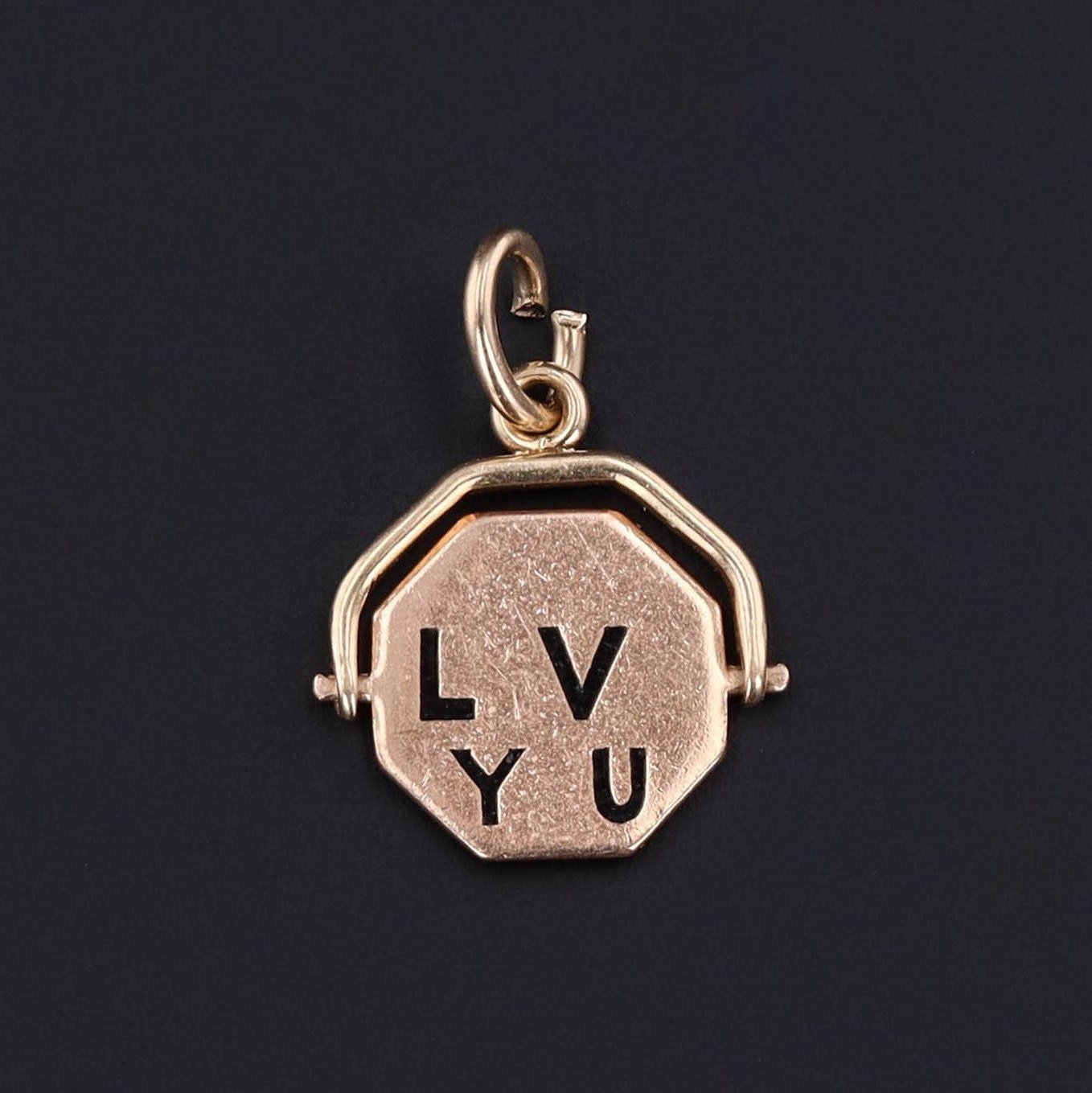 Vintage 'I Love You' Spinner Charm of 14k Gold - Trademark Antiques