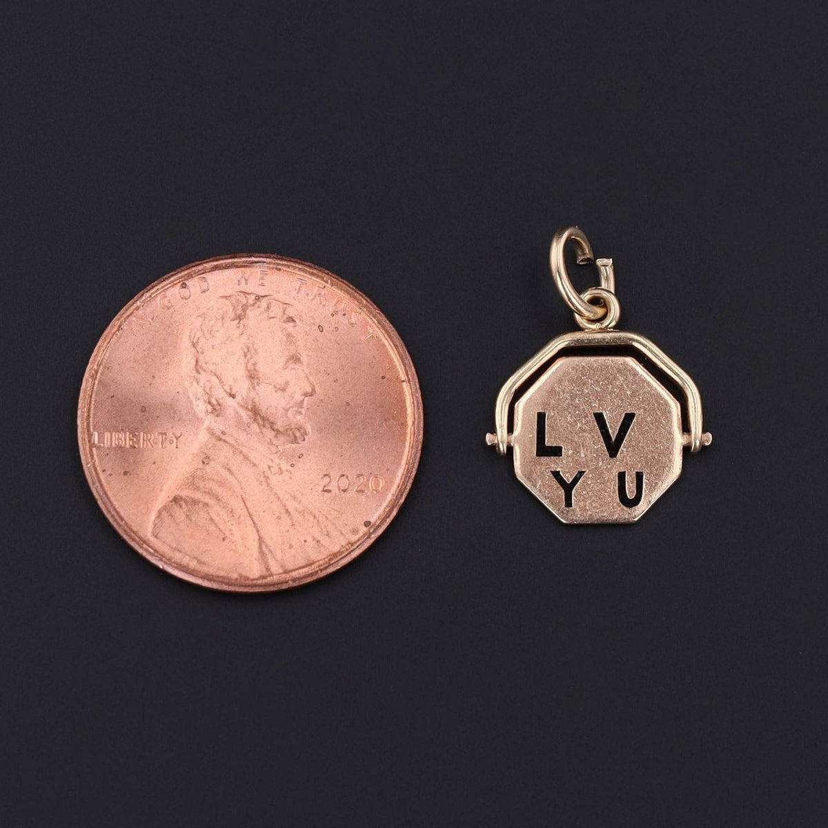 Vintage 'I Love You' Spinner Charm of 14k Gold - Trademark Antiques