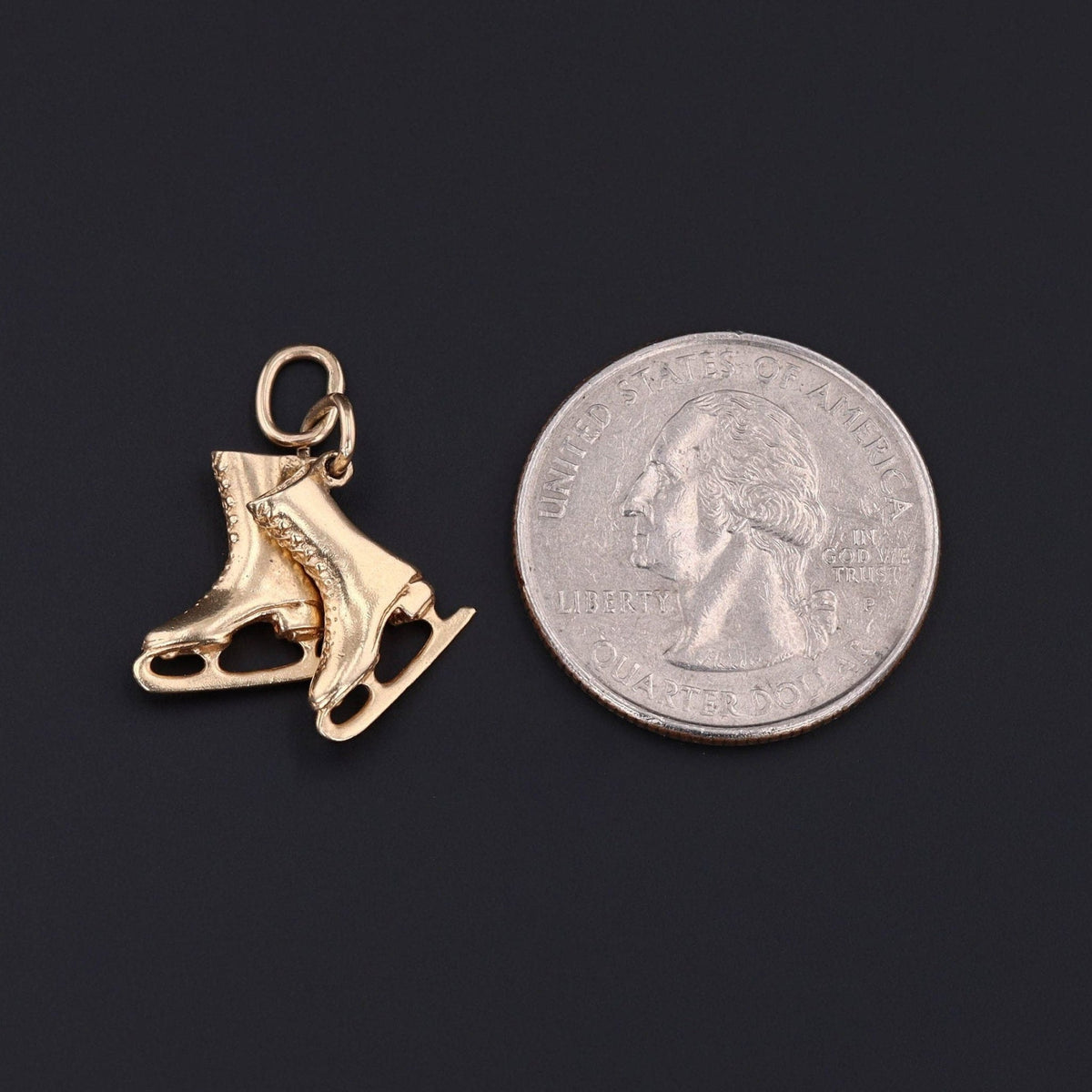 Vintage Ice Skates Charm of 14k Gold - Trademark Antiques