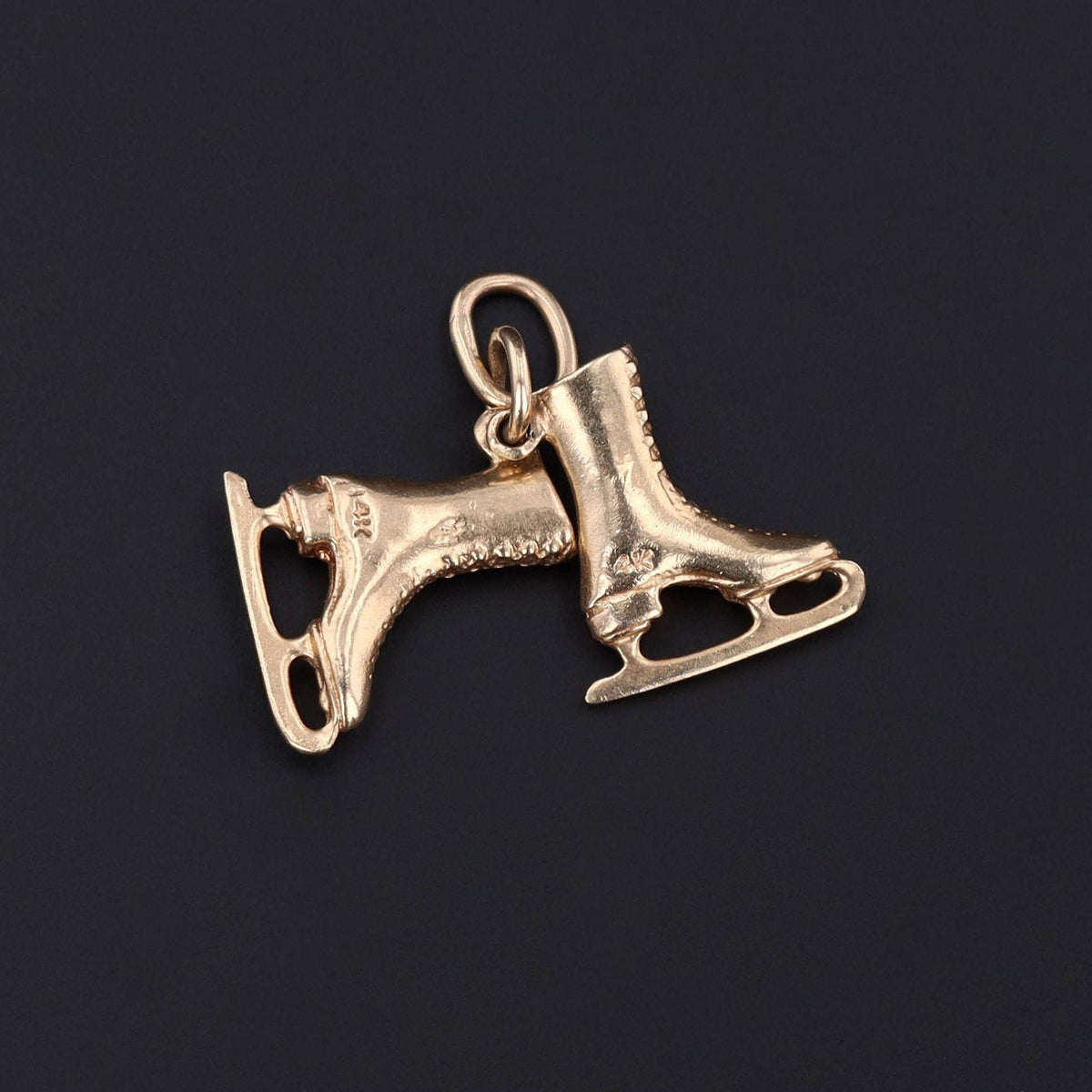 Vintage Ice Skates Charm of 14k Gold - Trademark Antiques