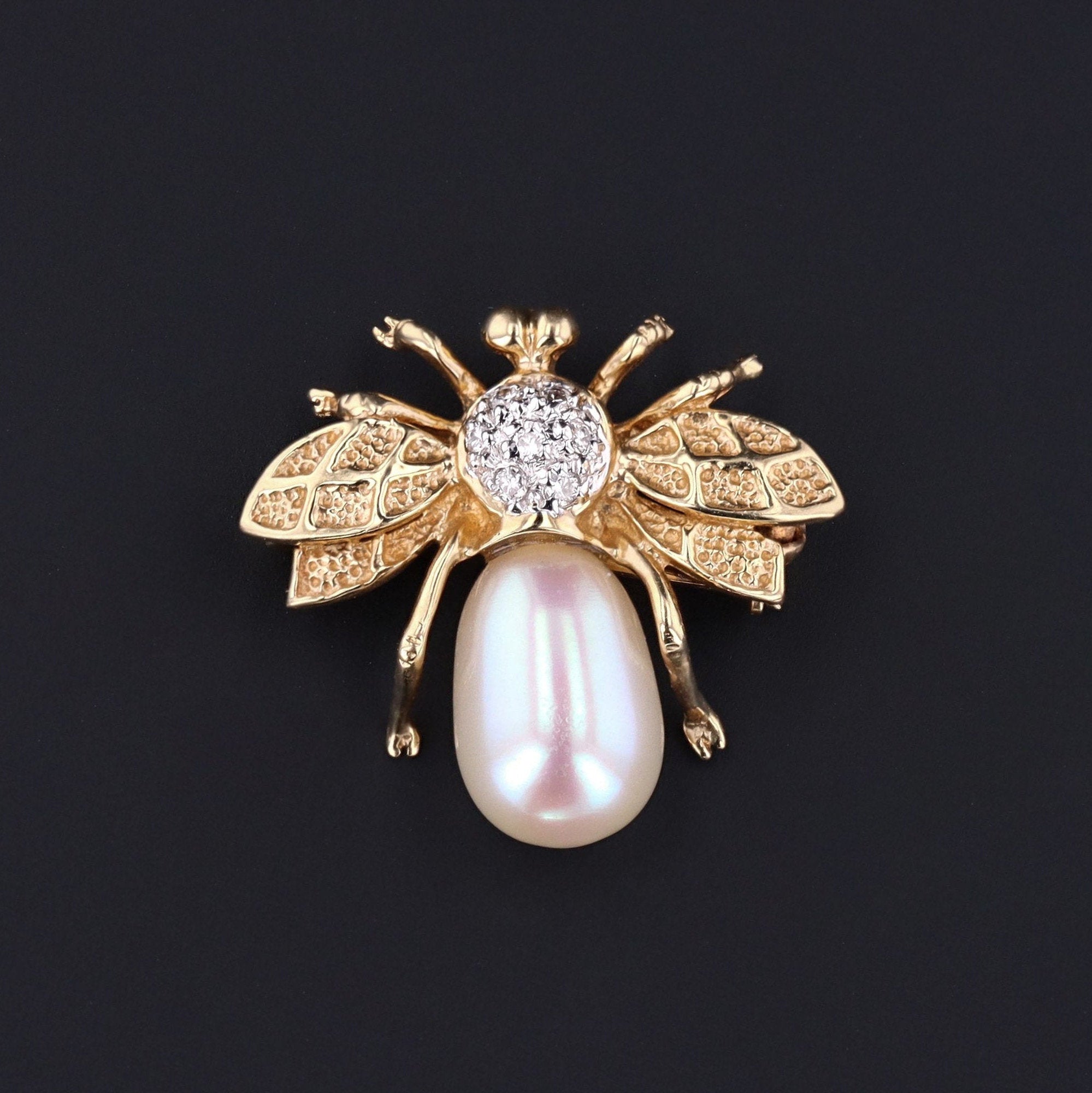 Vintage Insect Pendant or Brooch | Pearl and Diamond Bug Brooch - Trademark Antiques