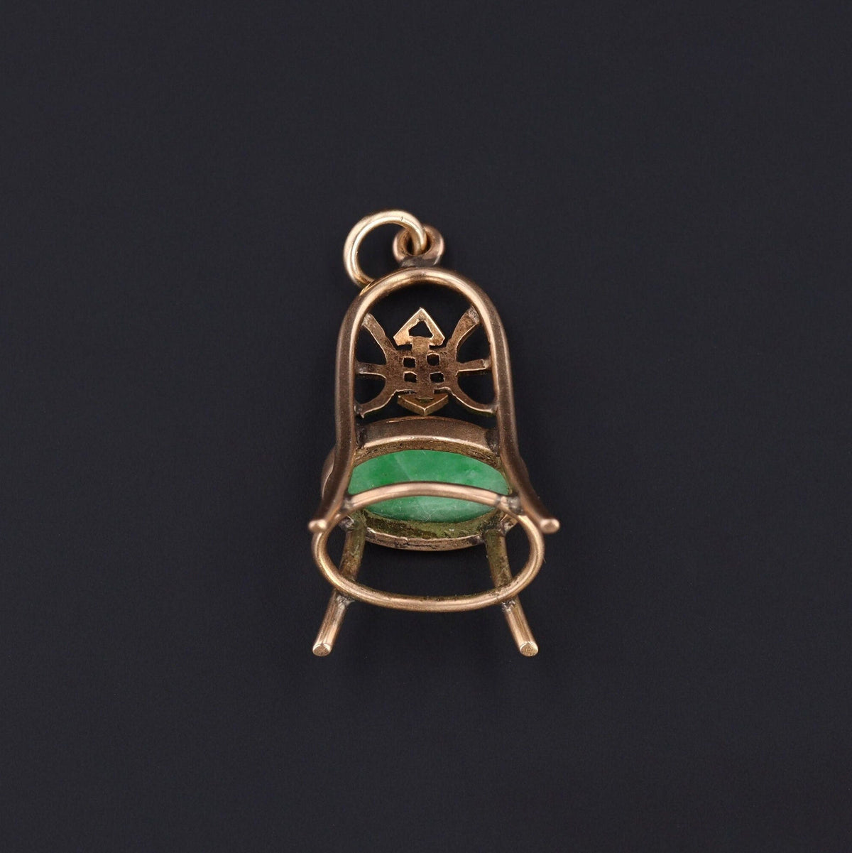 Vintage Jade Chair Charm | 14k Gold Charm - Trademark Antiques