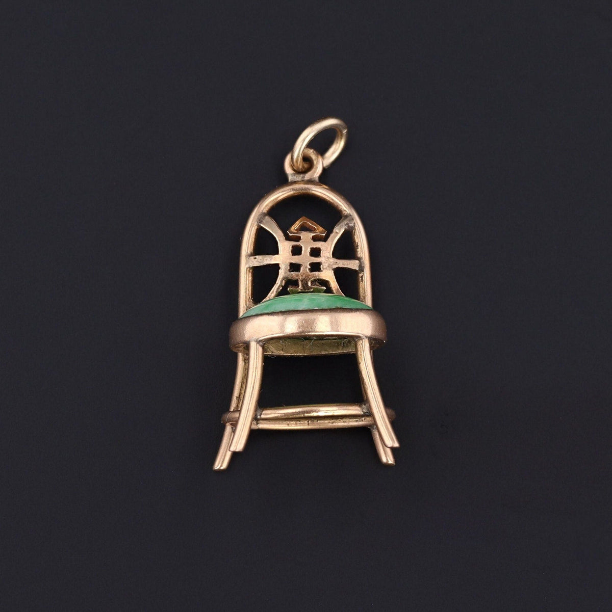 Vintage Jade Chair Charm | 14k Gold Charm - Trademark Antiques