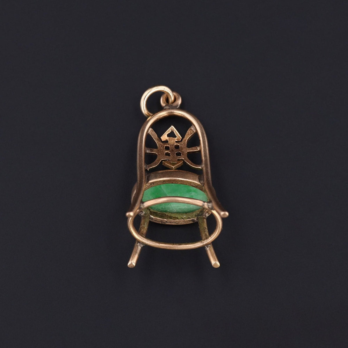 Vintage Jade Chair Charm of 14k Gold - Trademark Antiques