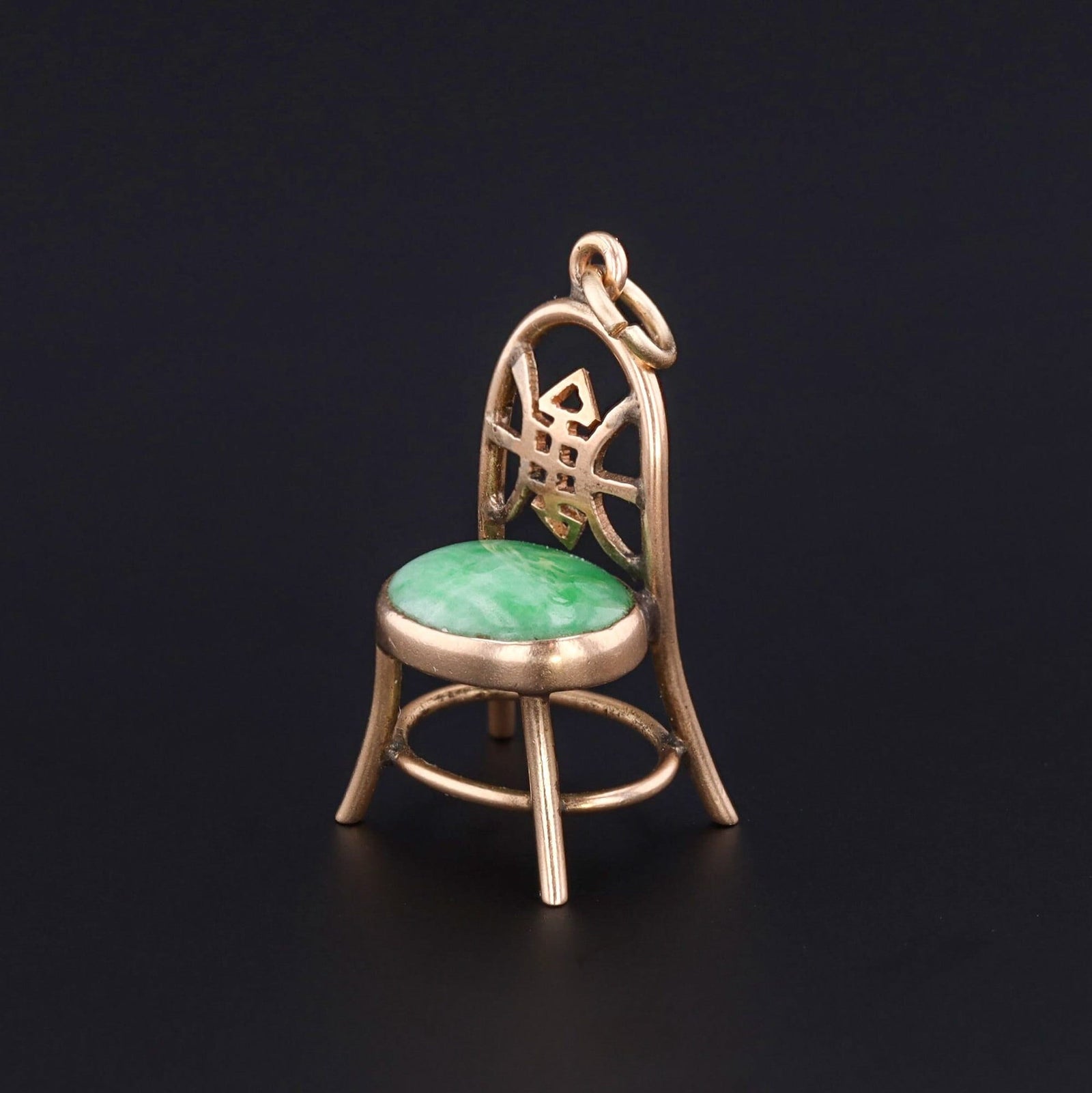 Vintage Jade Chair Charm of 14k Gold - Trademark Antiques