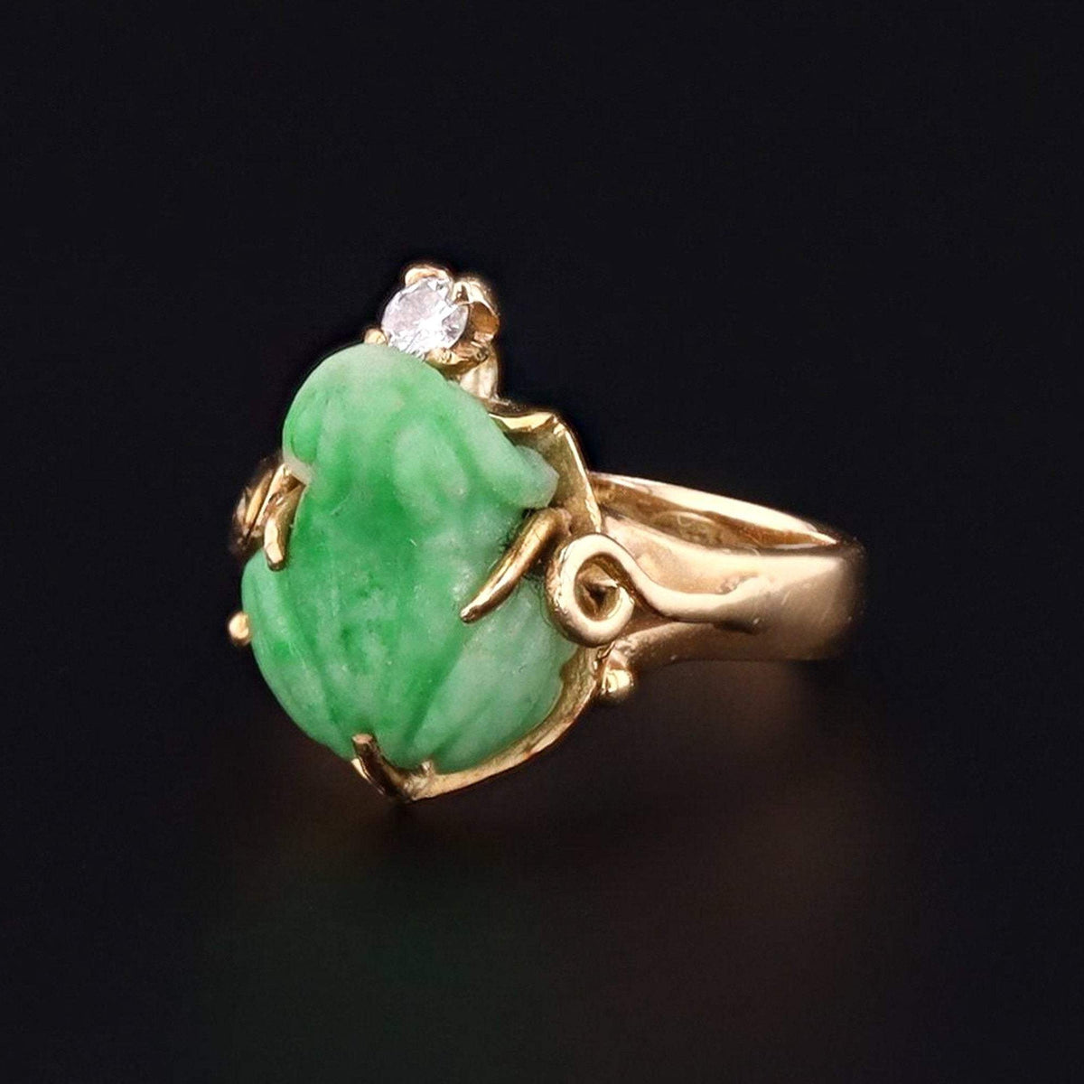 Vintage Jade Ring | Frog Jade Ring - Trademark Antiques