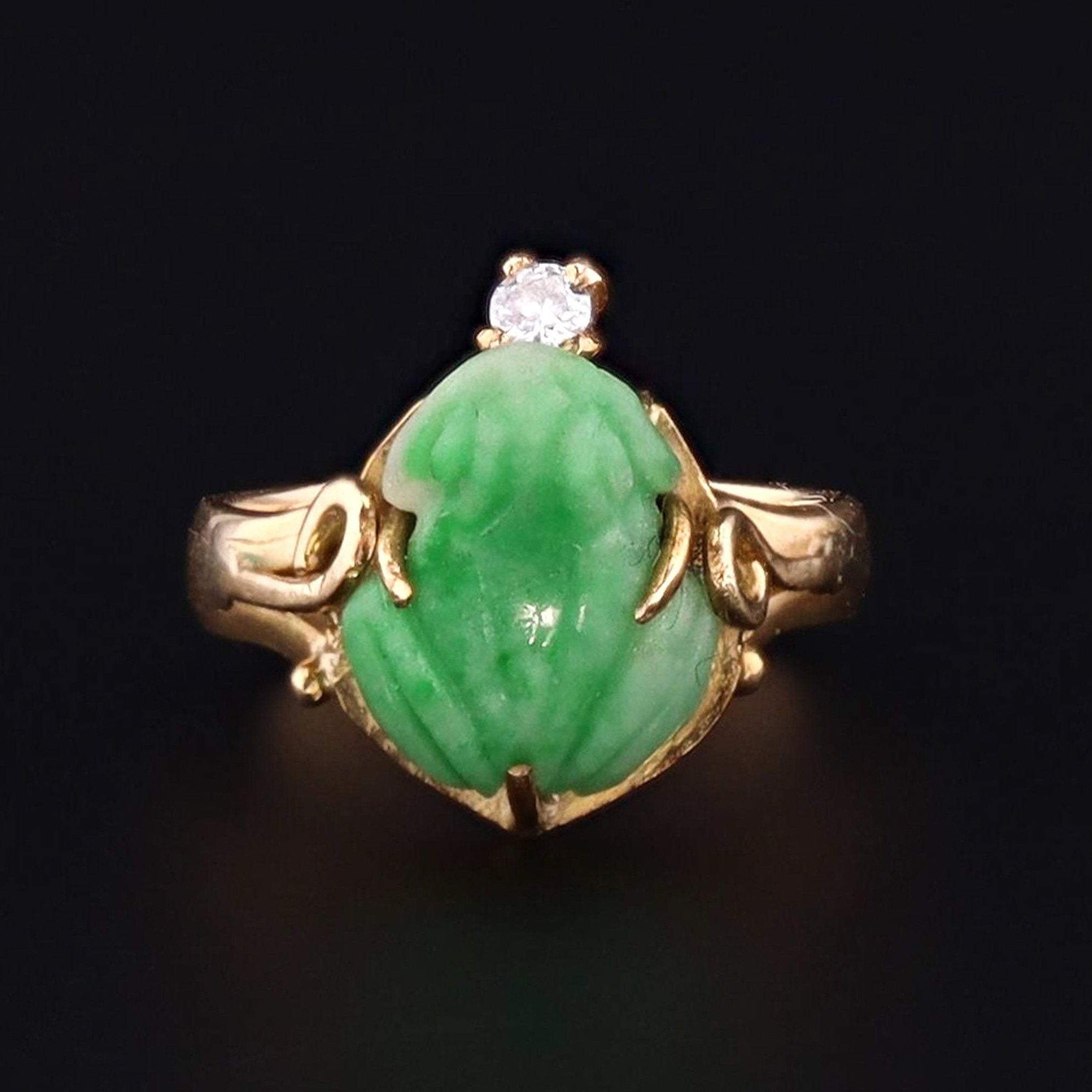 Vintage Jade Ring | Frog Jade Ring - Trademark Antiques