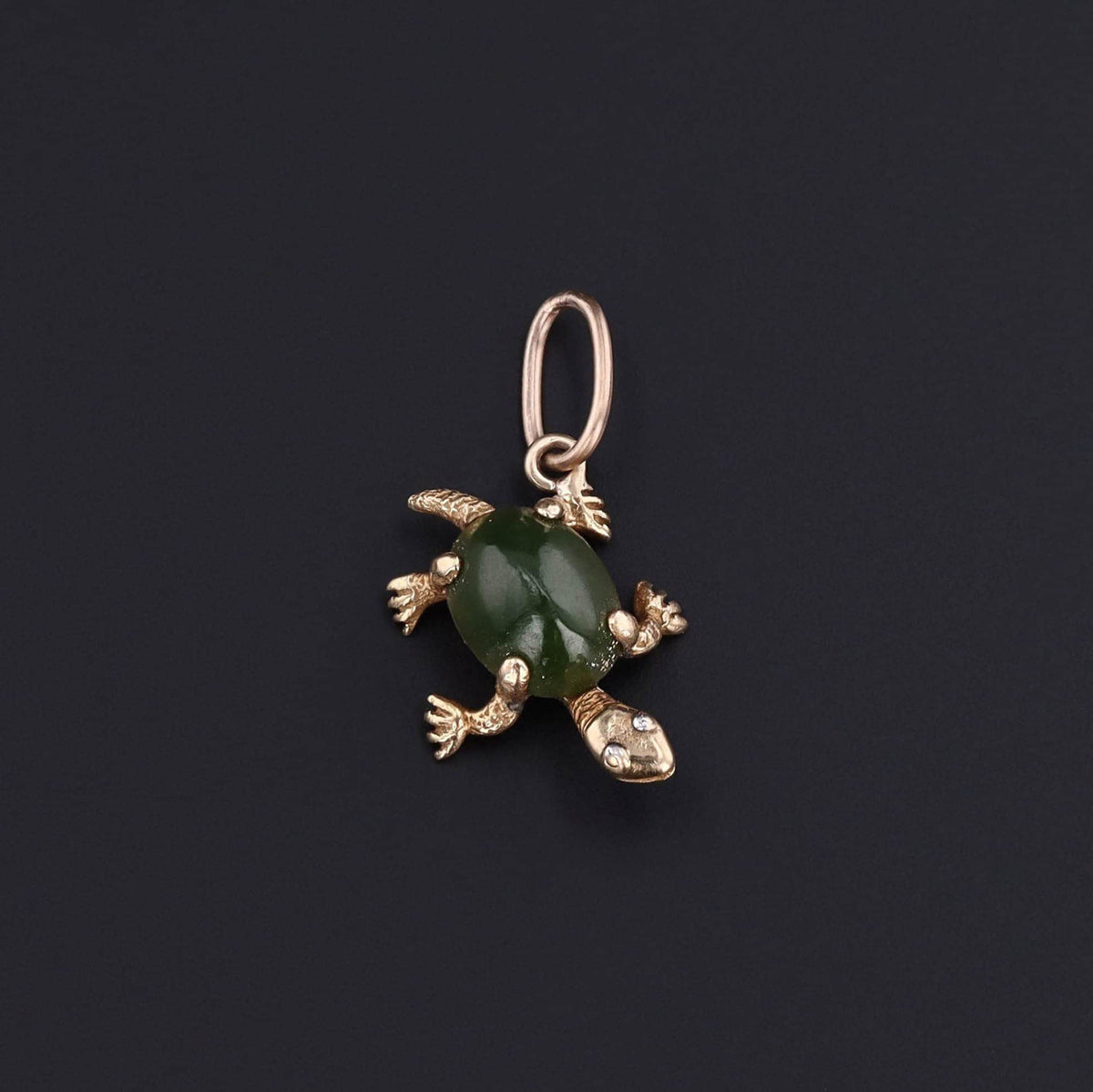 Vintage Jade Turtle Conversion Charm of 14k Gold - Trademark Antiques