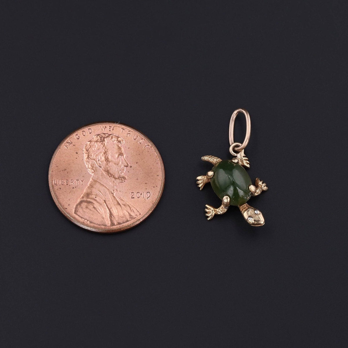 Vintage Jade Turtle Conversion Charm of 14k Gold - Trademark Antiques