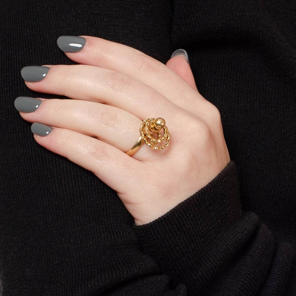 Vintage Kinetic Spinner Ring by Norman Teufel 14k Gold - Trademark Antiques