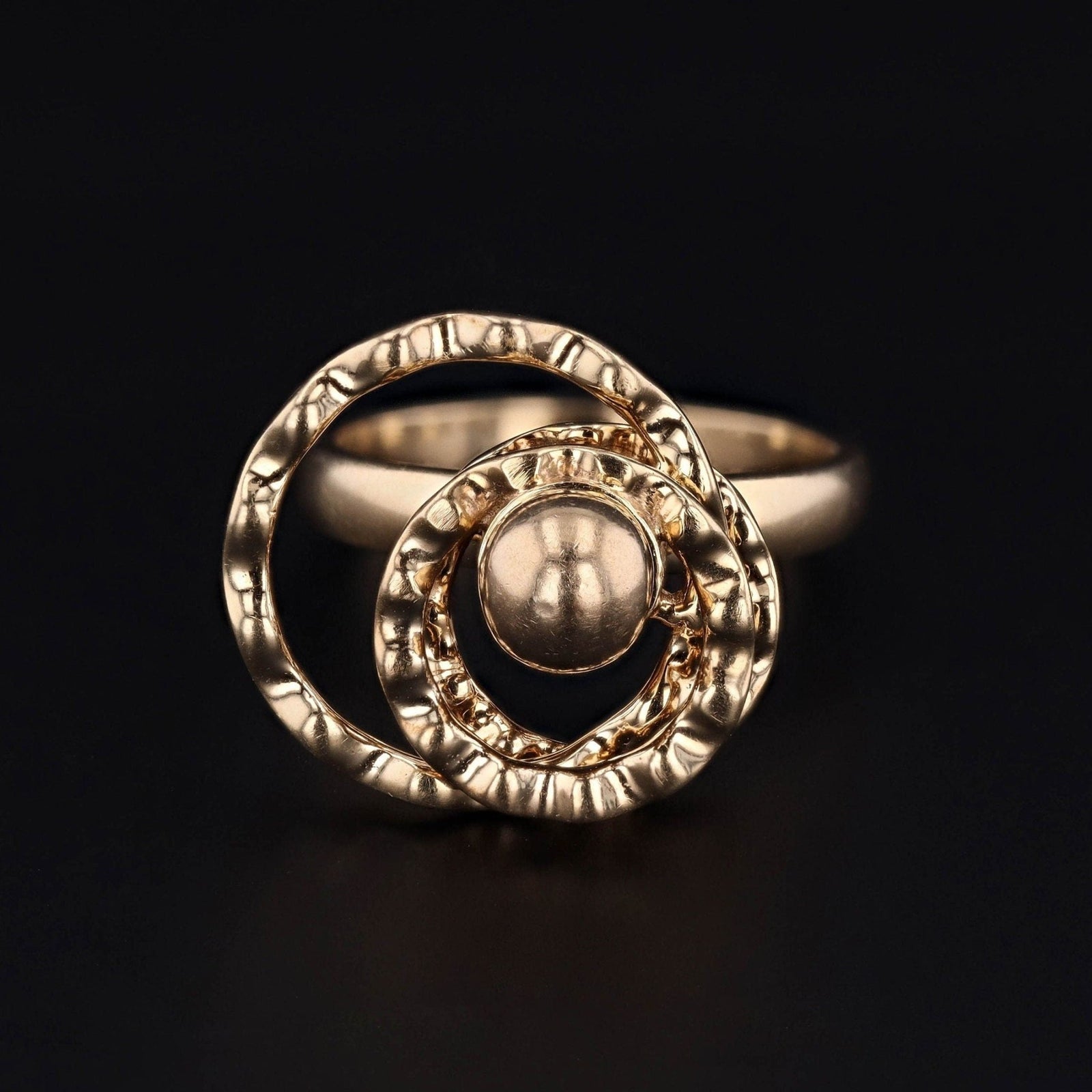 Vintage Kinetic Spinner Ring by Norman Teufel 14k Gold - Trademark Antiques