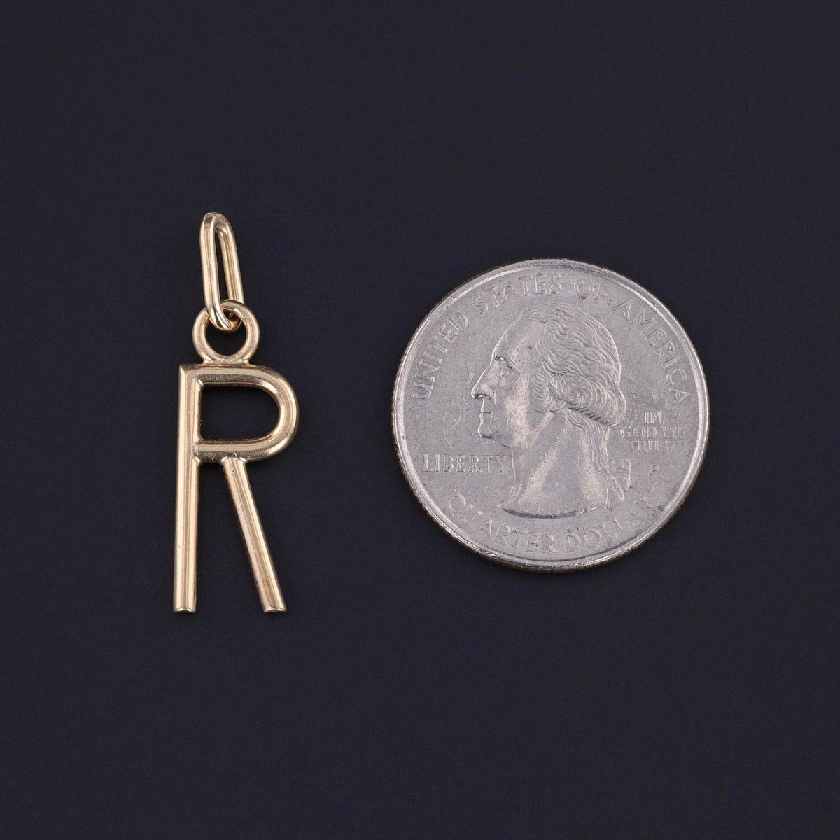 Vintage Letter R Pendant of 14k Gold - Trademark Antiques